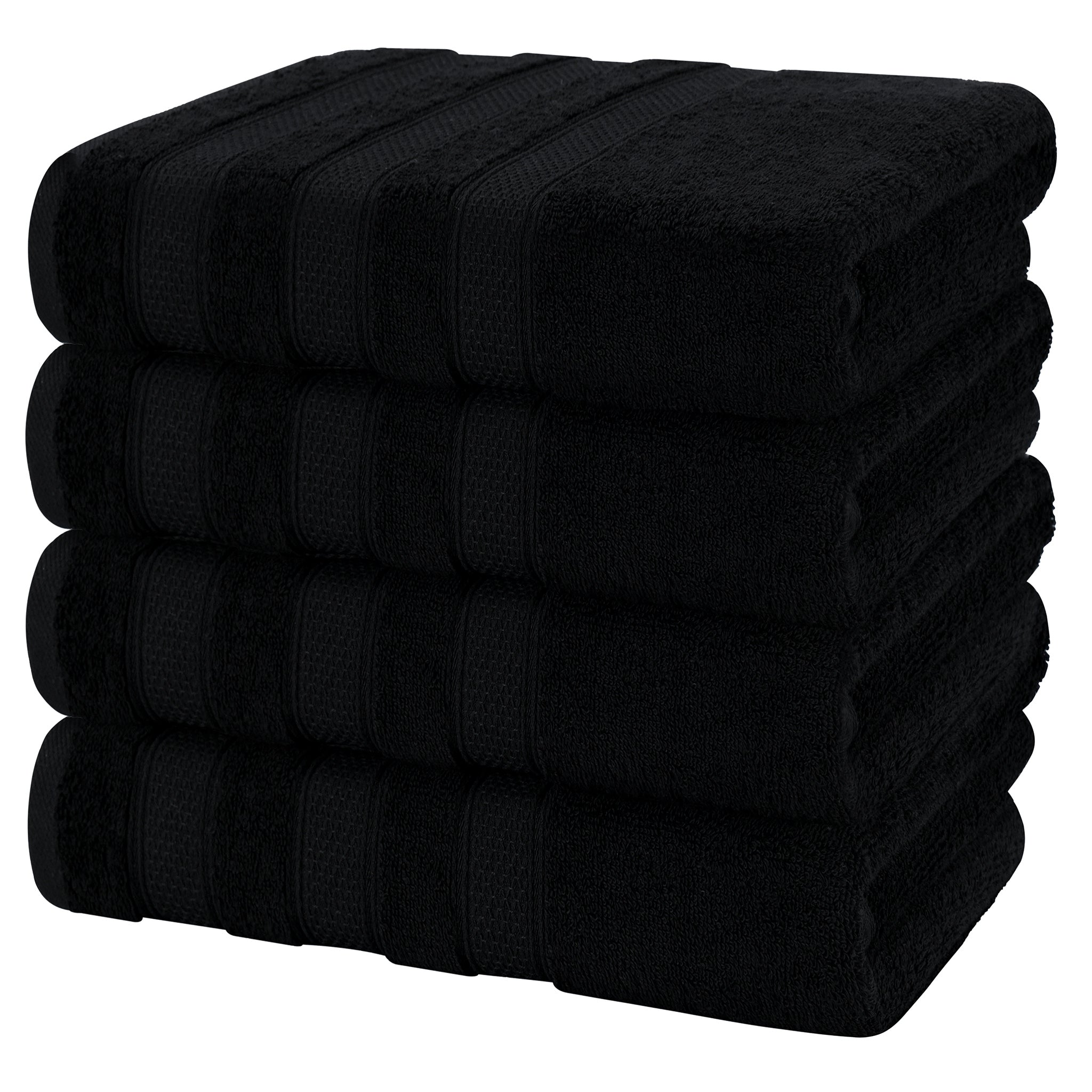 American Soft Linen Salem 4-Pack Bath Towel Sets, 100% Cotton Luxury Turkish Towels, Super Soft, Absorbent, Premium Wholesale Bath Towels - Black 5