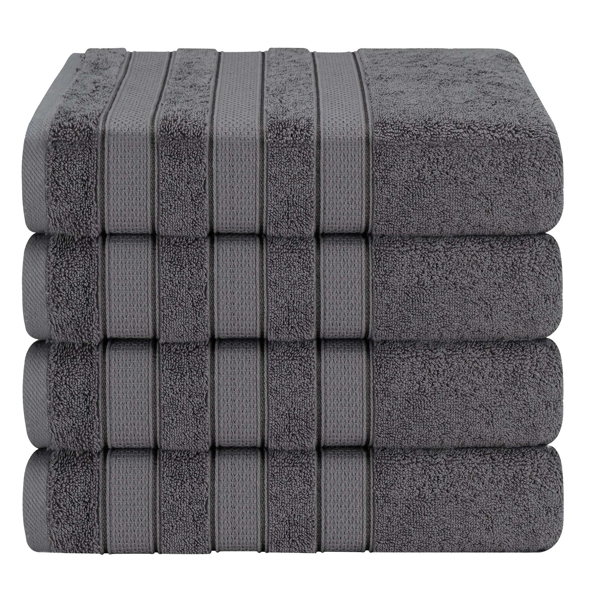 American Soft Linen Salem 4-Pack Bath Towel Sets, 100% Cotton Luxury Turkish Towels, Super Soft, Absorbent, Premium Wholesale Bath Towels - Gray 1