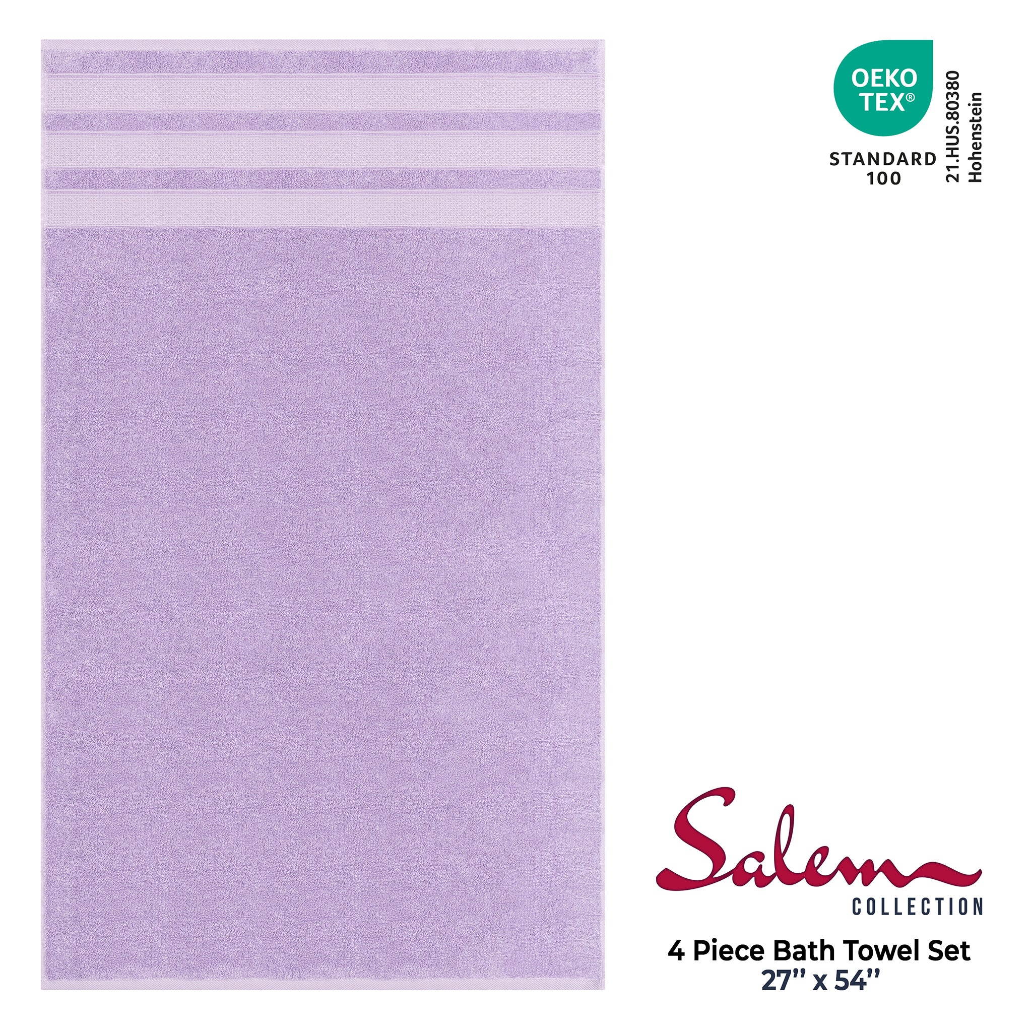 American Soft Linen Salem 4-Pack Bath Towel Sets, 100% Cotton Luxury Turkish Towels, Super Soft, Absorbent, Premium Wholesale Bath Towels - Lilac 4