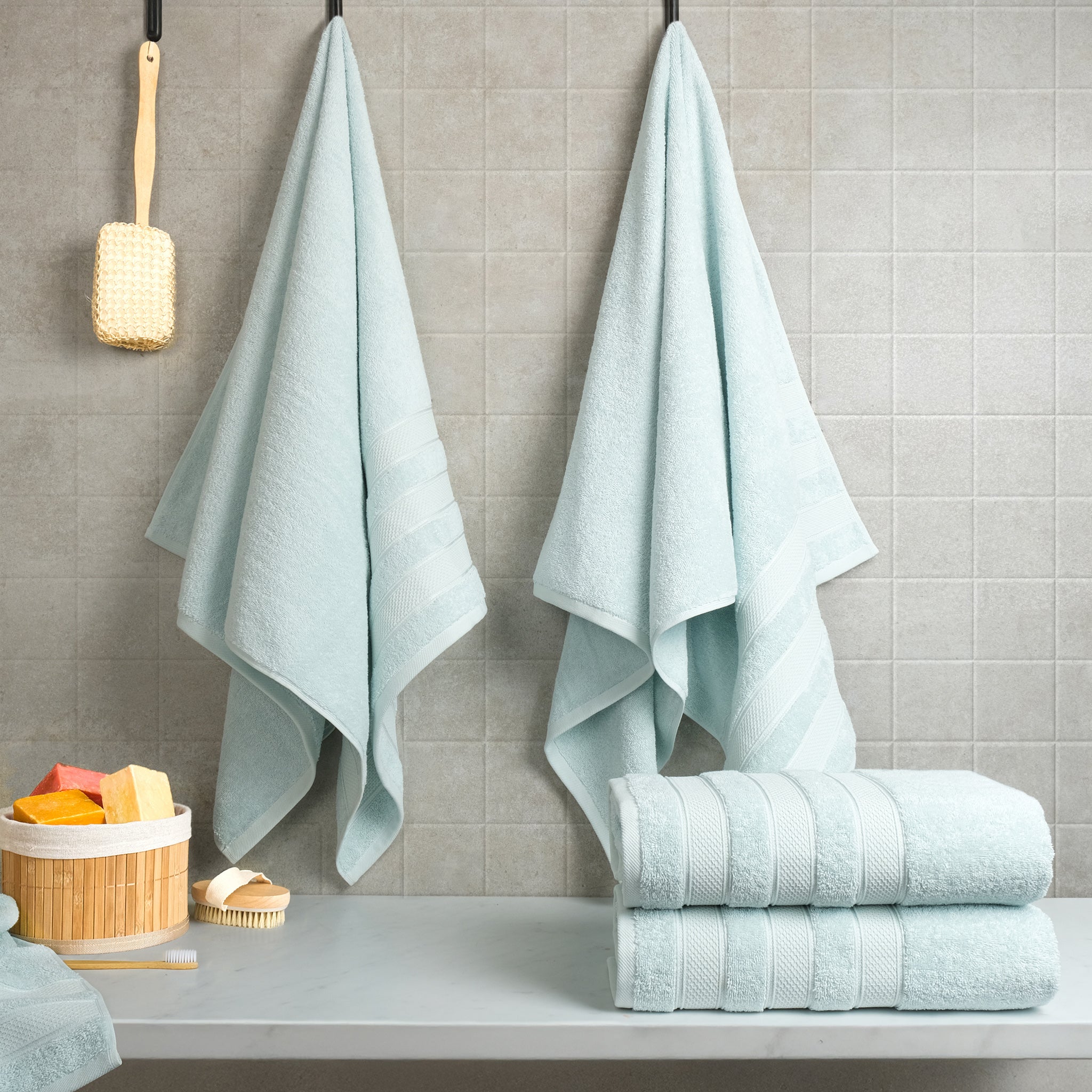 American Soft Linen Salem 4-Pack Bath Towel Sets, 100% Cotton Luxury Turkish Towels, Super Soft, Absorbent, Premium Wholesale Bath Towels - Mint 2