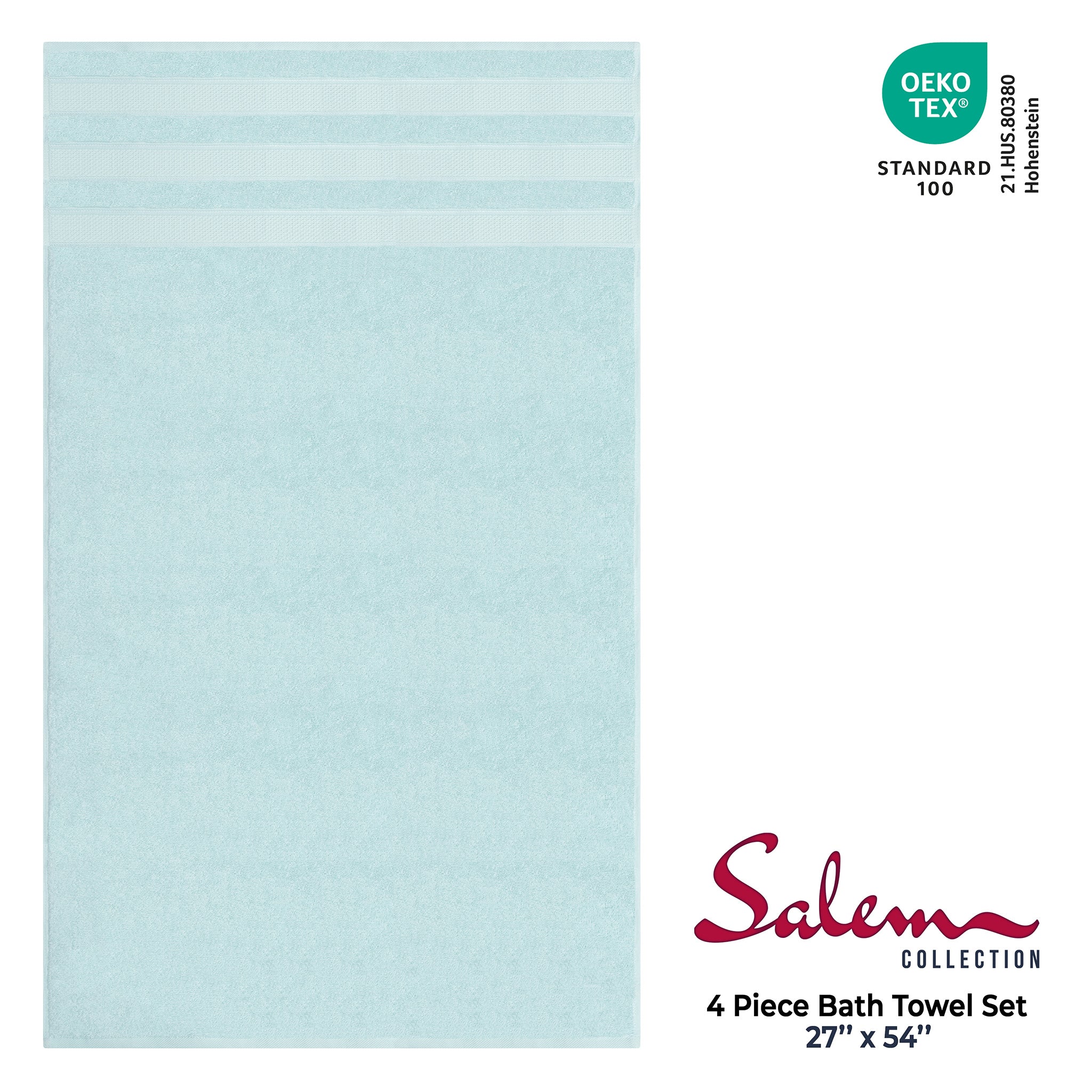 American Soft Linen Salem 4-Pack Bath Towel Sets, 100% Cotton Luxury Turkish Towels, Super Soft, Absorbent, Premium Wholesale Bath Towels - Mint 4