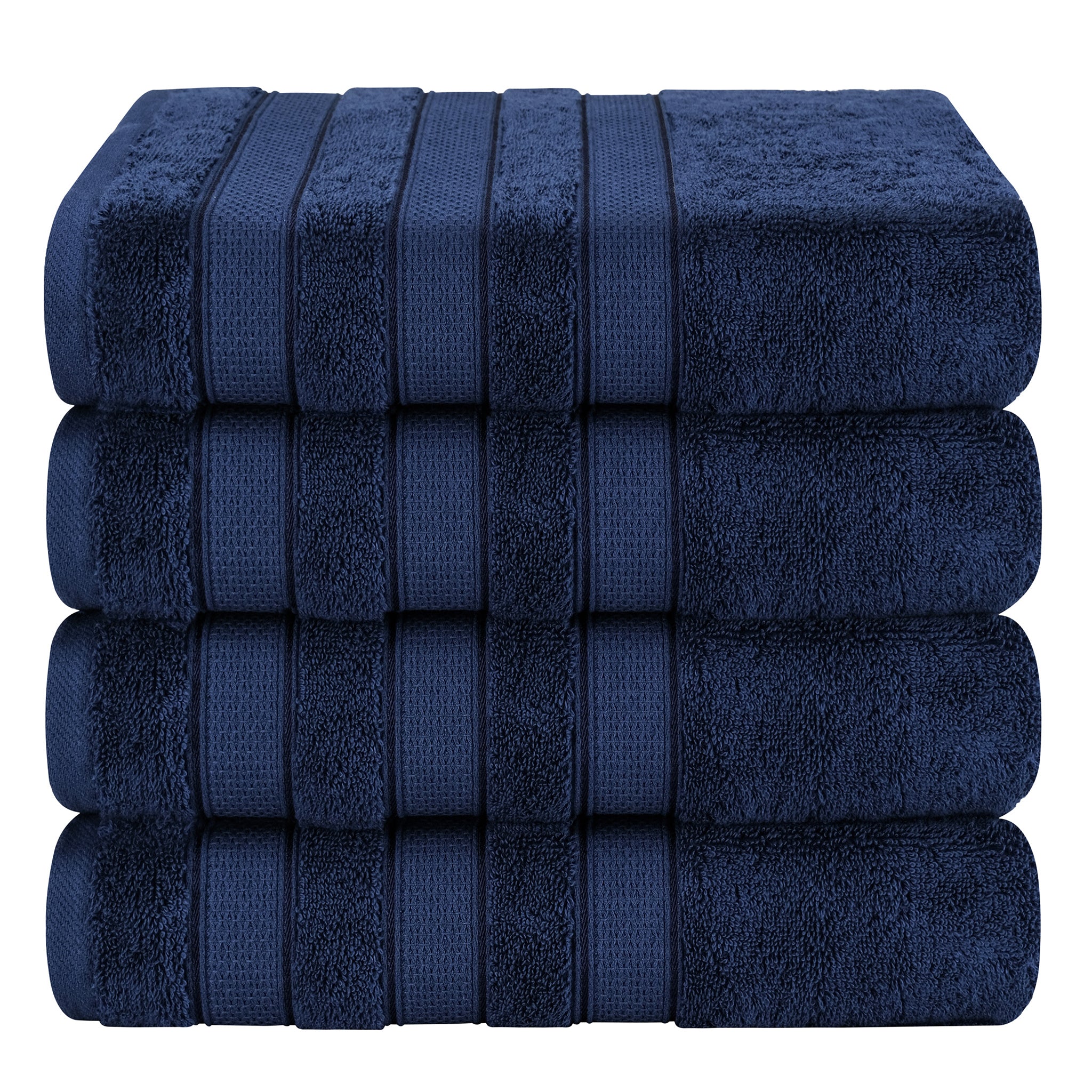 American Soft Linen Salem 4-Pack Bath Towel Sets, 100% Cotton Luxury Turkish Towels, Super Soft, Absorbent, Premium Wholesale Bath Towels - Navy Blue 1