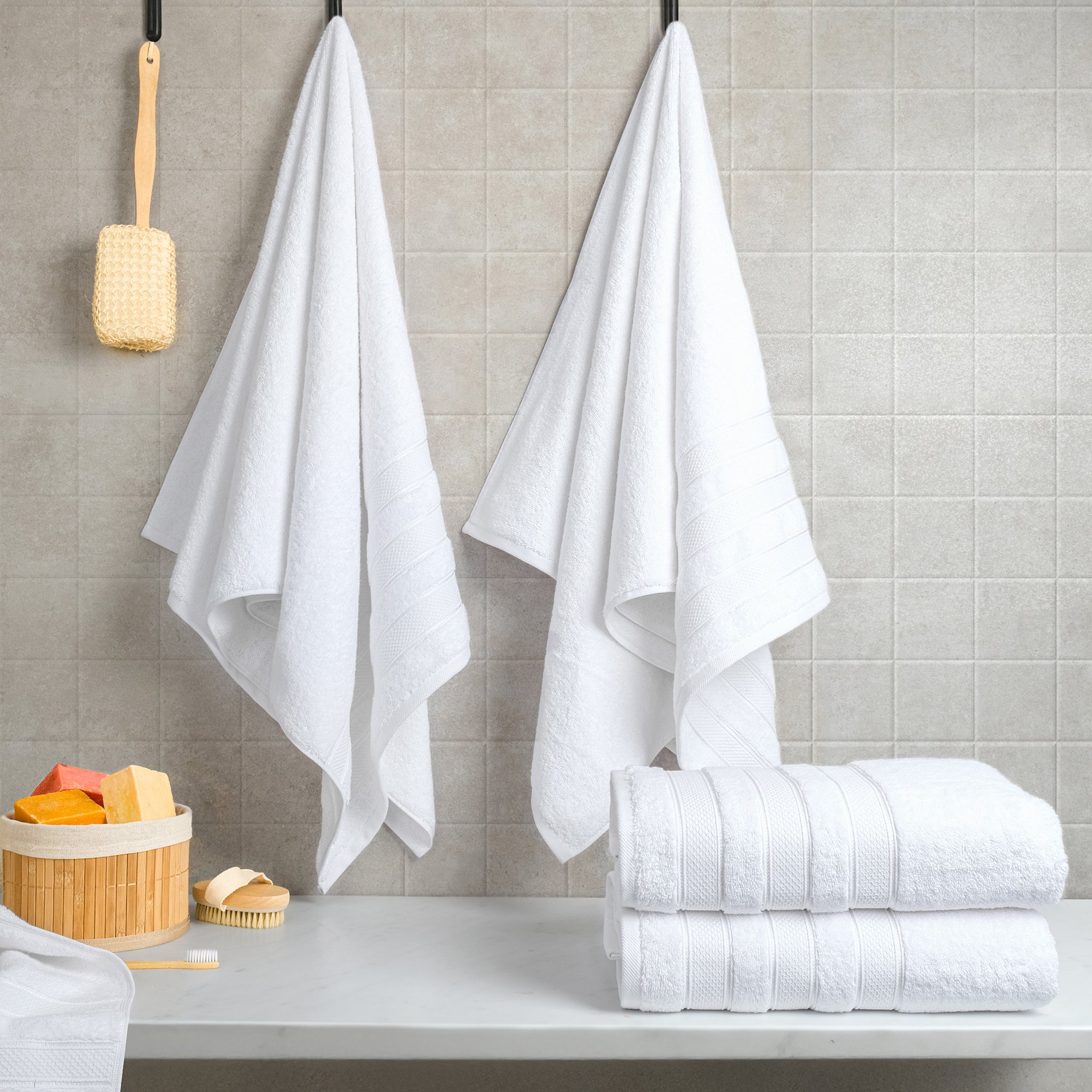 American Soft Linen Salem 4-Pack Bath Towel Sets, 100% Cotton Luxury Turkish Towels, Super Soft, Absorbent, Premium Wholesale Bath Towels - White 2