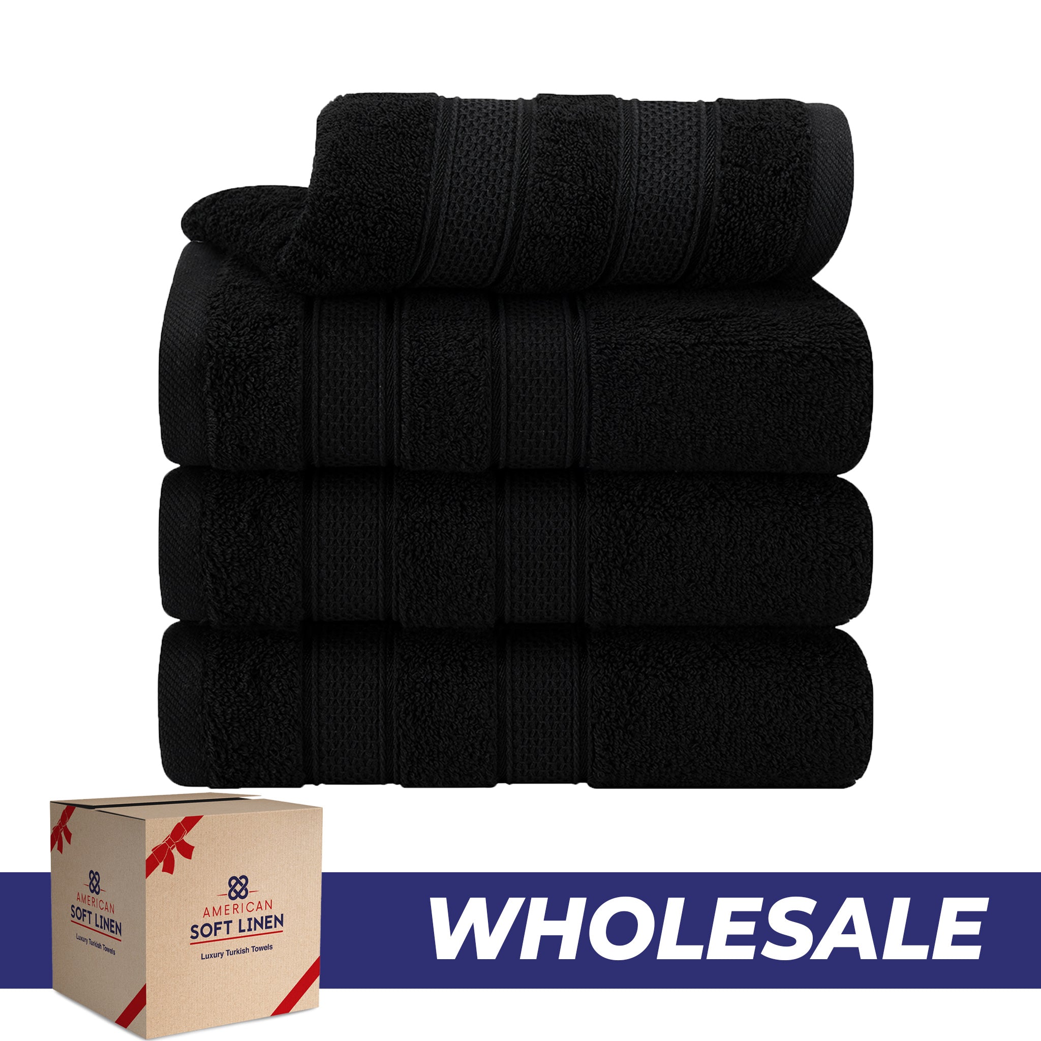 American Soft Linen Salem 4-Pack Hand Towel Sets, 100% Cotton Luxury Turkish Towels, Super Soft, Absorbent, Premium Wholesale Hand Towels - Black 0