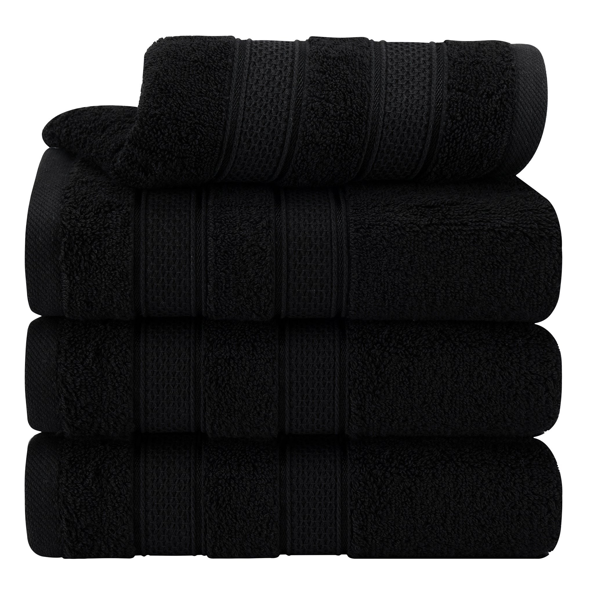 American Soft Linen Salem 4-Pack Hand Towel Sets, 100% Cotton Luxury Turkish Towels, Super Soft, Absorbent, Premium Wholesale Hand Towels - Black 1