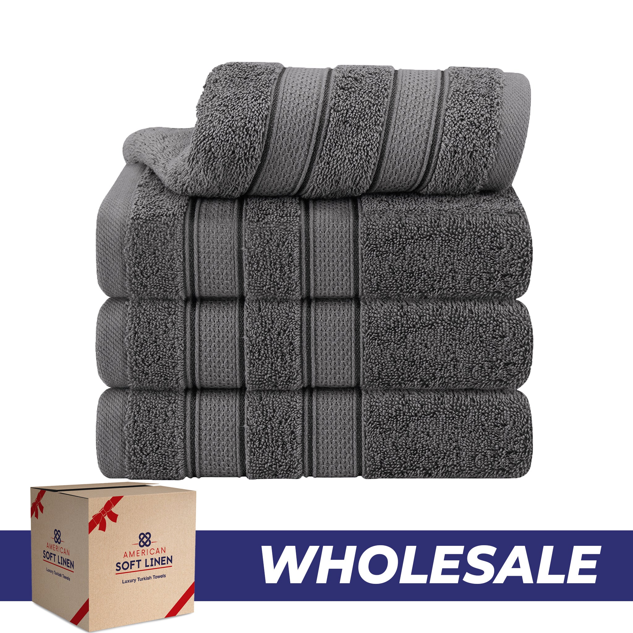 American Soft Linen Salem 4-Pack Hand Towel Sets, 100% Cotton Luxury Turkish Towels, Super Soft, Absorbent, Premium Wholesale Hand Towels - Gray 0
