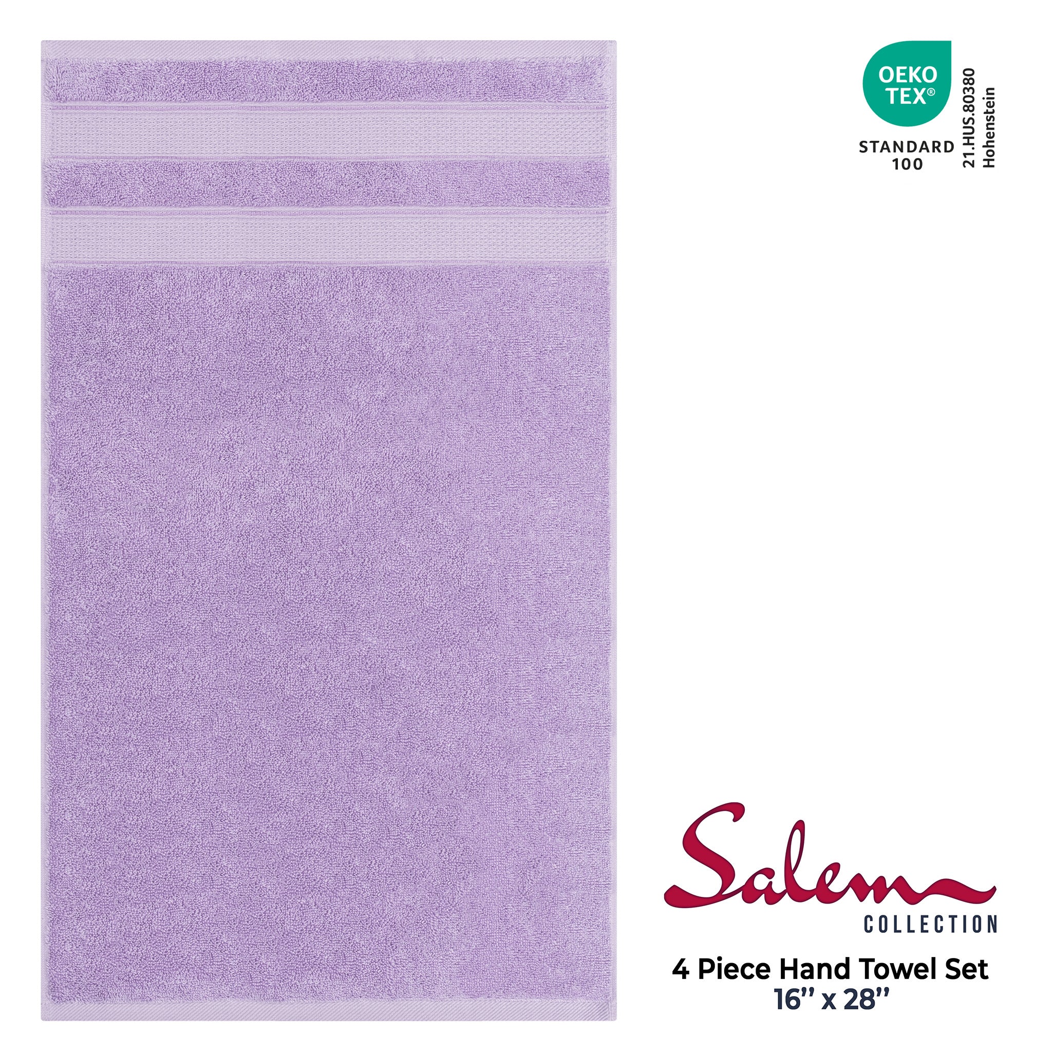 American Soft Linen Salem 4-Pack Hand Towel Sets, 100% Cotton Luxury Turkish Towels, Super Soft, Absorbent, Premium Wholesale Hand Towels - Lilac 4