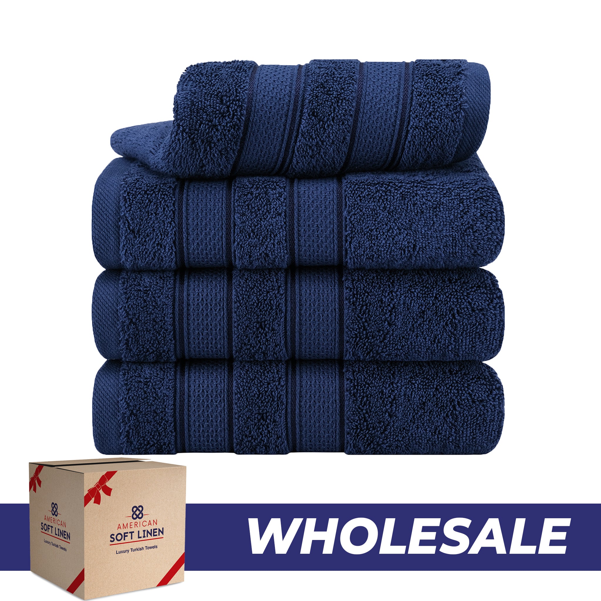 American Soft Linen Salem 4-Pack Hand Towel Sets, 100% Cotton Luxury Turkish Towels, Super Soft, Absorbent, Premium Wholesale Hand Towels - Navy Blue 0