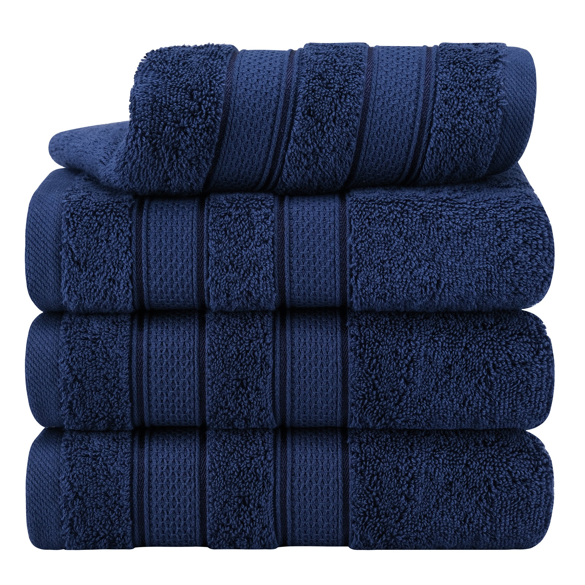 American Soft Linen Salem 4-Pack Hand Towel Sets, 100% Cotton Luxury Turkish Towels, Super Soft, Absorbent, Premium Wholesale Hand Towels - Navy Blue 1