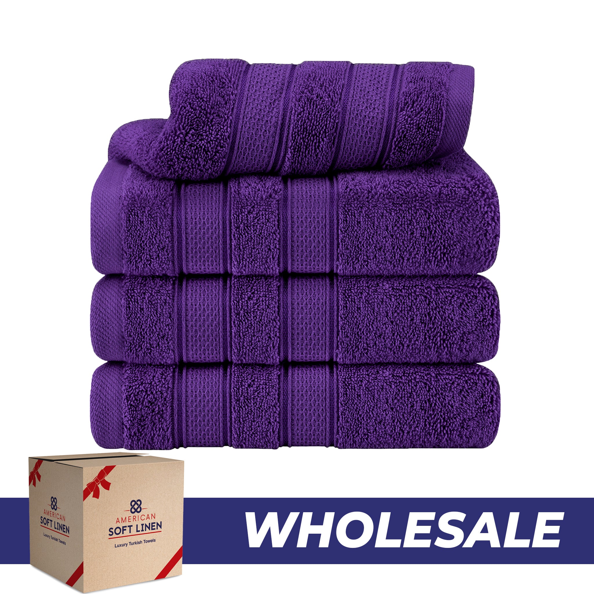 American Soft Linen Salem 4-Pack Hand Towel Sets, 100% Cotton Luxury Turkish Towels, Super Soft, Absorbent, Premium Wholesale Hand Towels - Purple 0