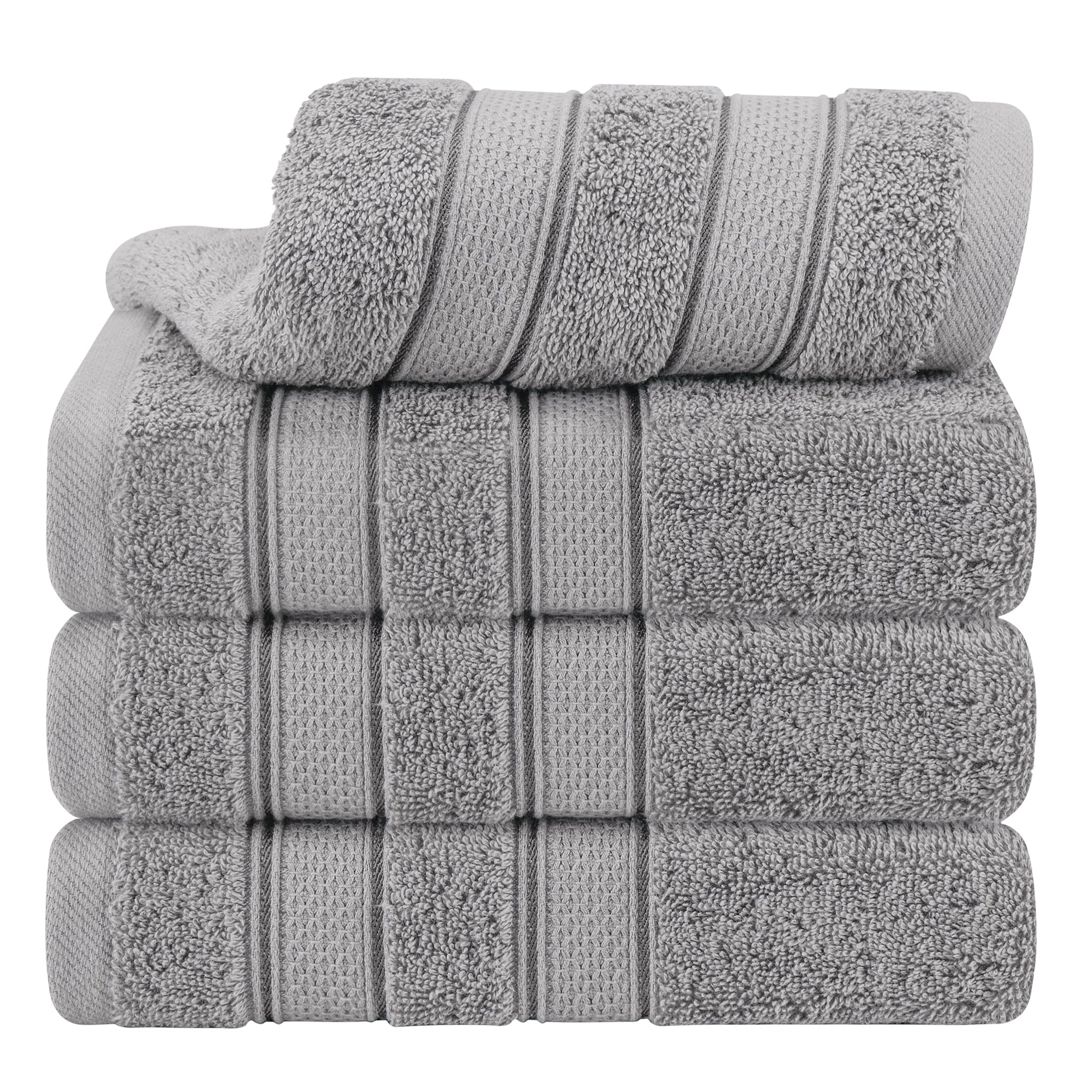 American Soft Linen Salem 4-Pack Hand Towel Sets, 100% Cotton Luxury Turkish Towels, Super Soft, Absorbent, Premium Wholesale Hand Towels - Rockridge Gray 1
