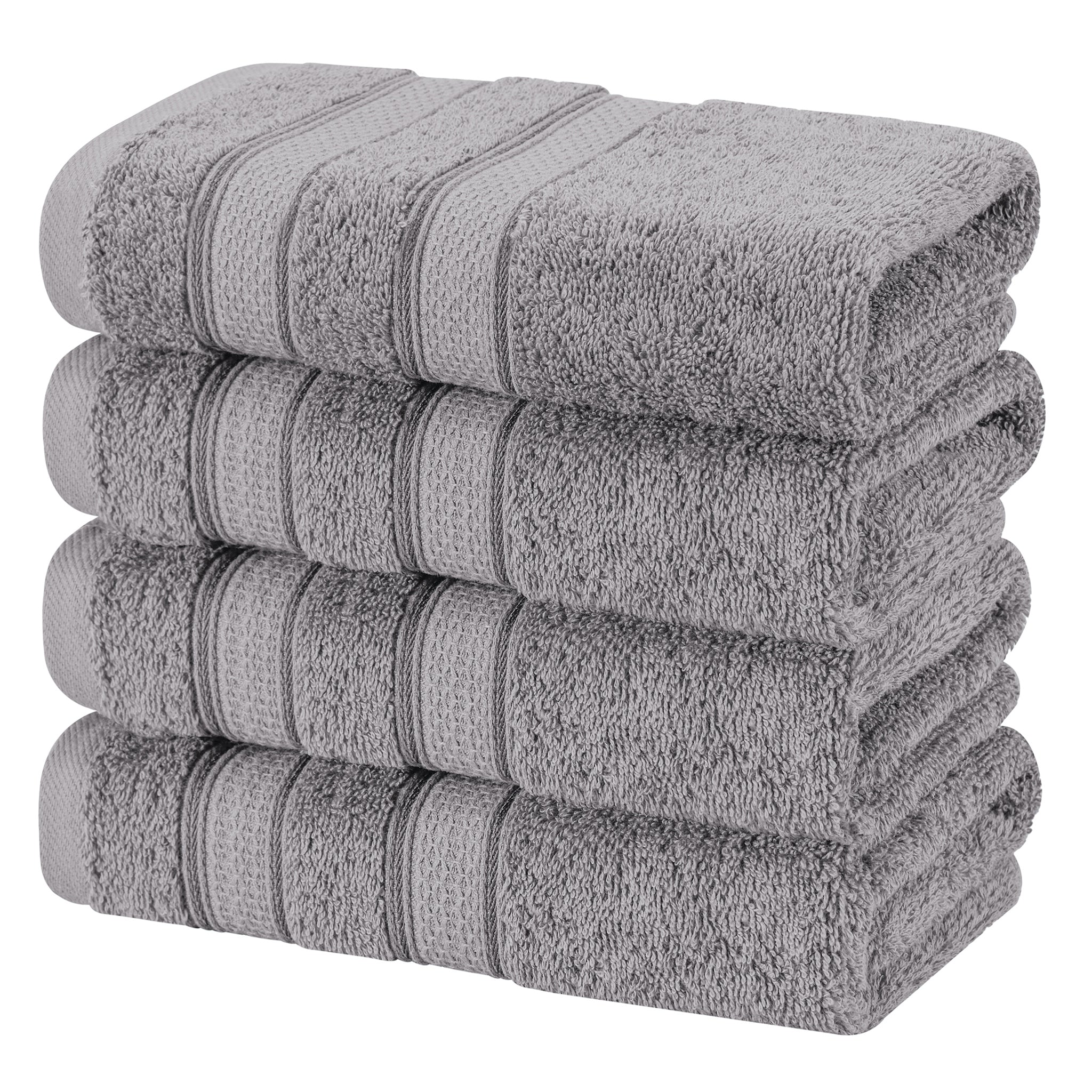 American Soft Linen Salem 4-Pack Hand Towel Sets, 100% Cotton Luxury Turkish Towels, Super Soft, Absorbent, Premium Wholesale Hand Towels - Rockridge Gray 5