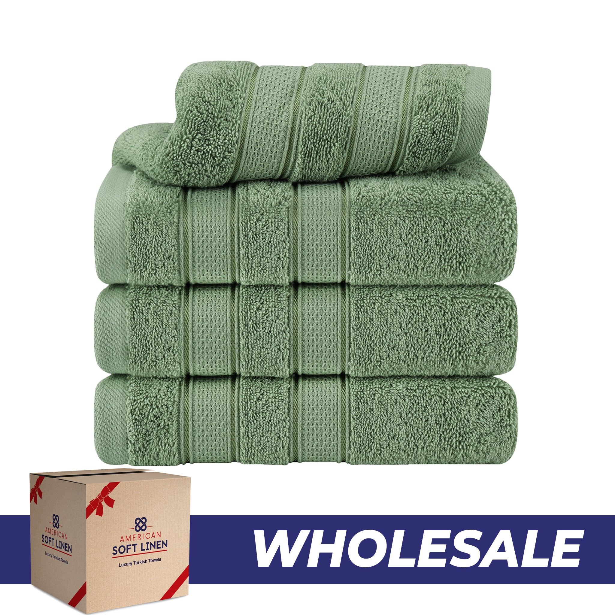 American Soft Linen Salem 4-Pack Hand Towel Sets, 100% Cotton Luxury Turkish Towels, Super Soft, Absorbent, Premium Wholesale Hand Towels - Sage Green 0