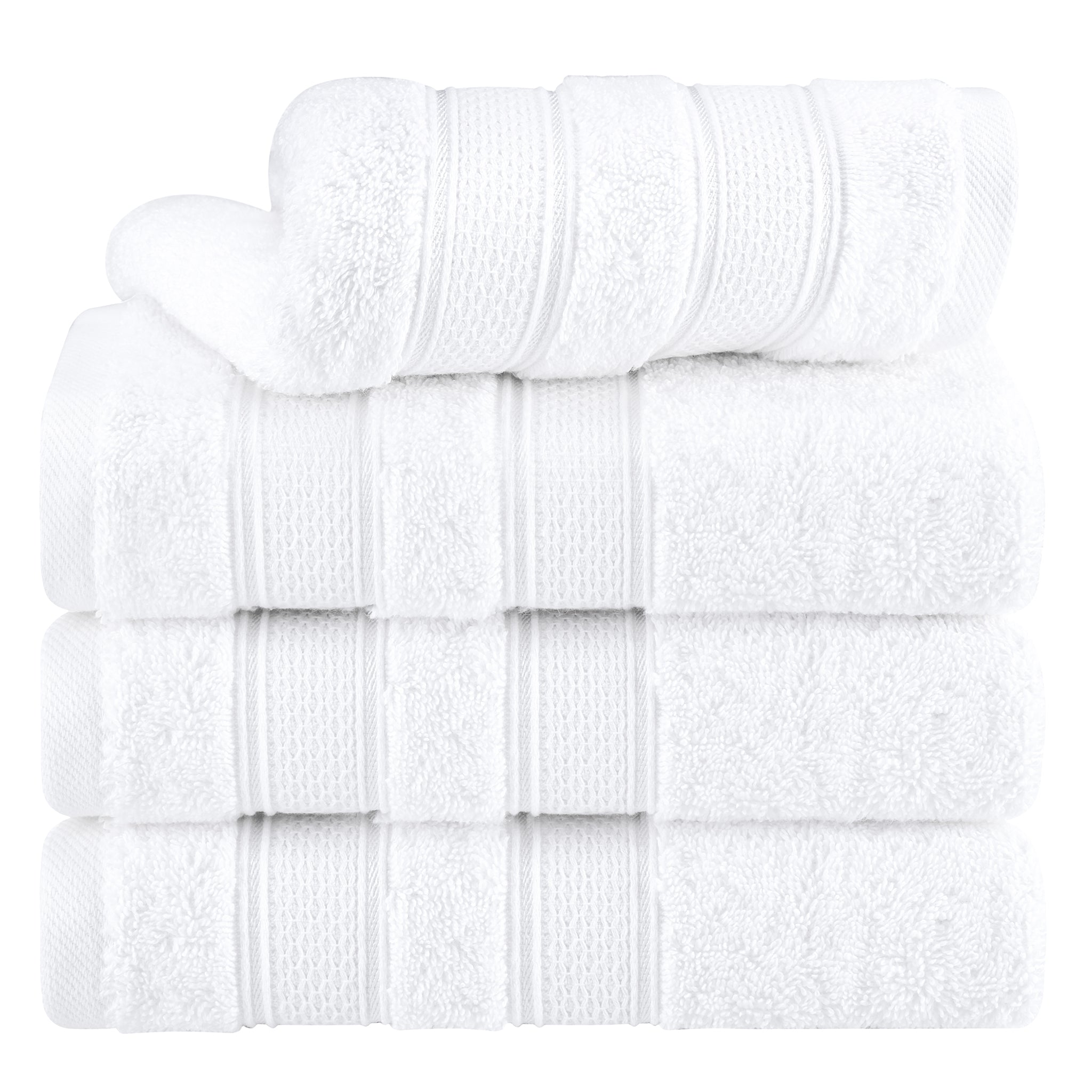 American Soft Linen Salem 4-Pack Hand Towel Sets, 100% Cotton Luxury Turkish Towels, Super Soft, Absorbent, Premium Wholesale Hand Towels - White 1
