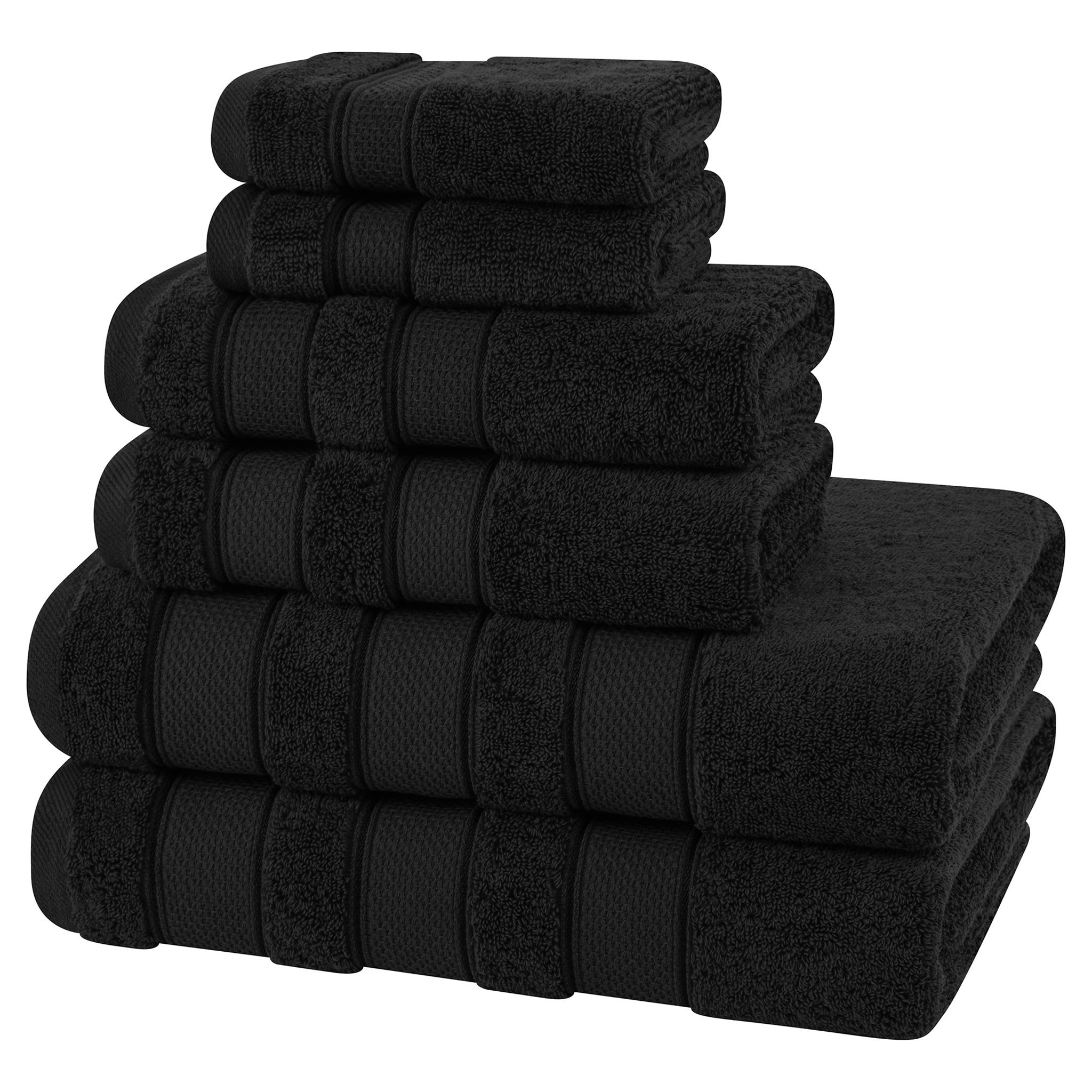 American Soft Linen Salem Collection 6 Piece 100% Cotton Luxury Bath Towel Set Black-5
