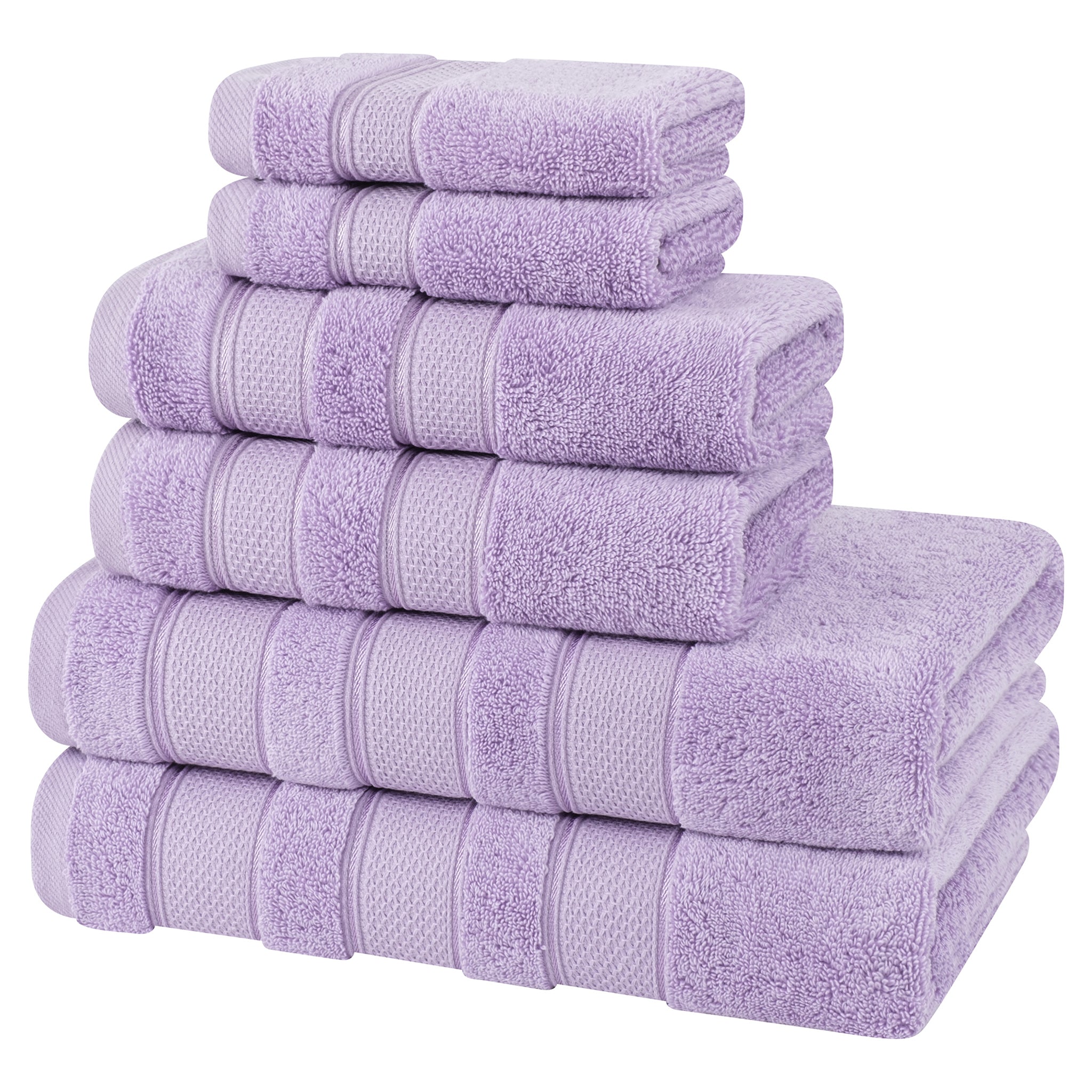 American Soft Linen Salem Collection 6 Piece 100% Cotton Luxury Bath Towel Set Lilac-5