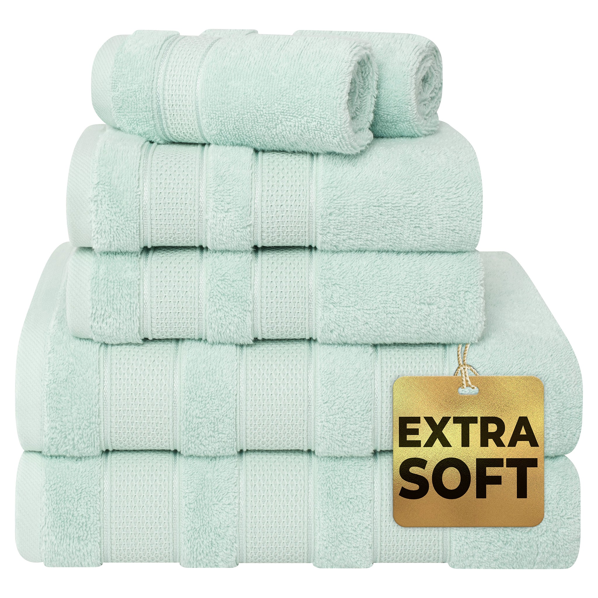 American Soft Linen Salem Collection 6 Piece 100% Cotton Luxury Bath Towel Set Mint-1