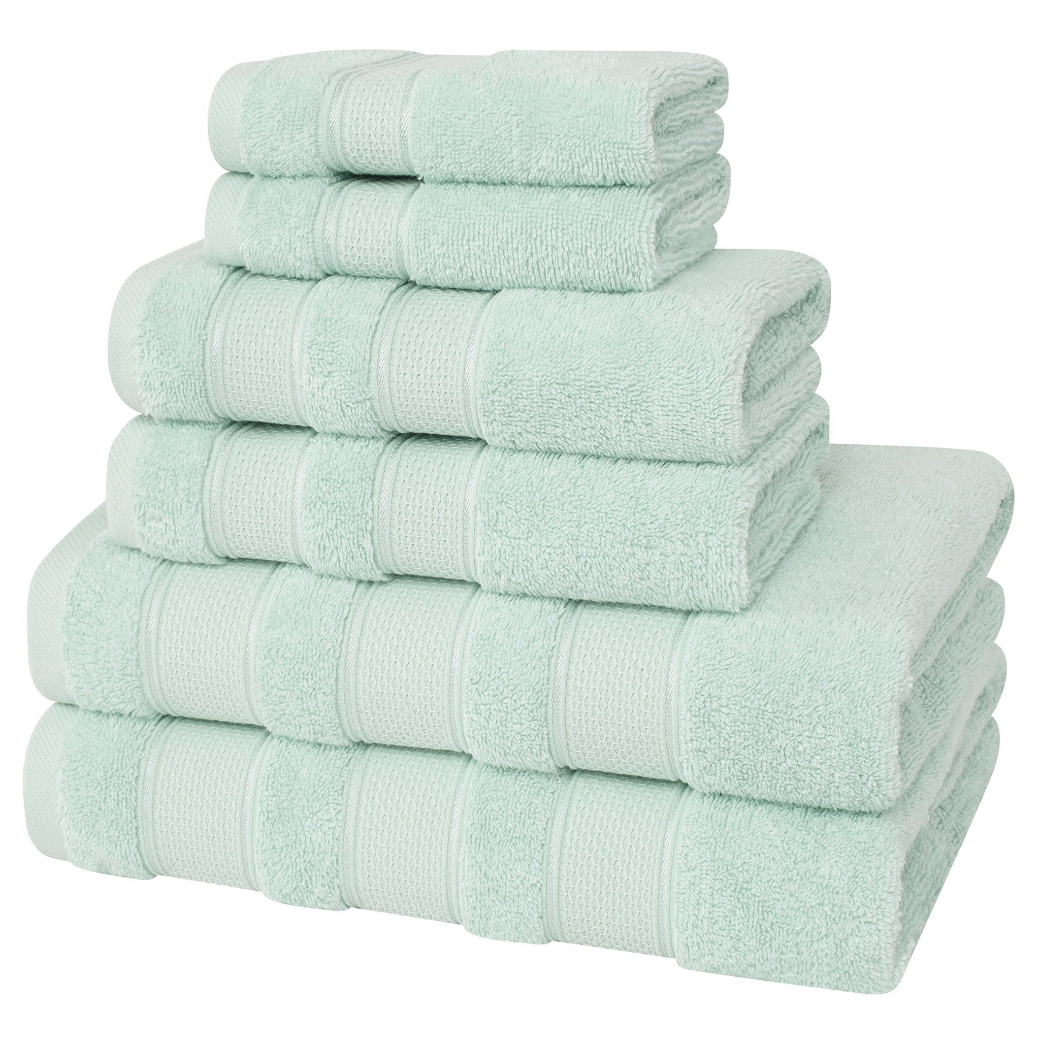American Soft Linen Salem Collection 6 Piece 100% Cotton Luxury Bath Towel Set Mint-5