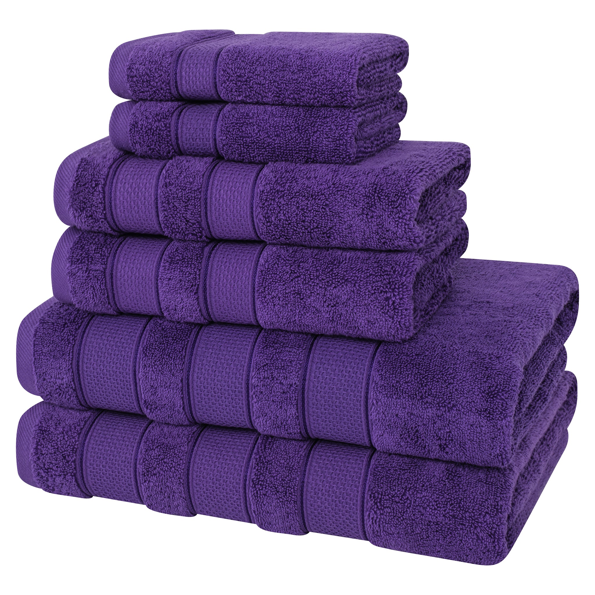 American Soft Linen Salem Collection 6 Piece 100% Cotton Luxury Bath Towel Set Purple-5