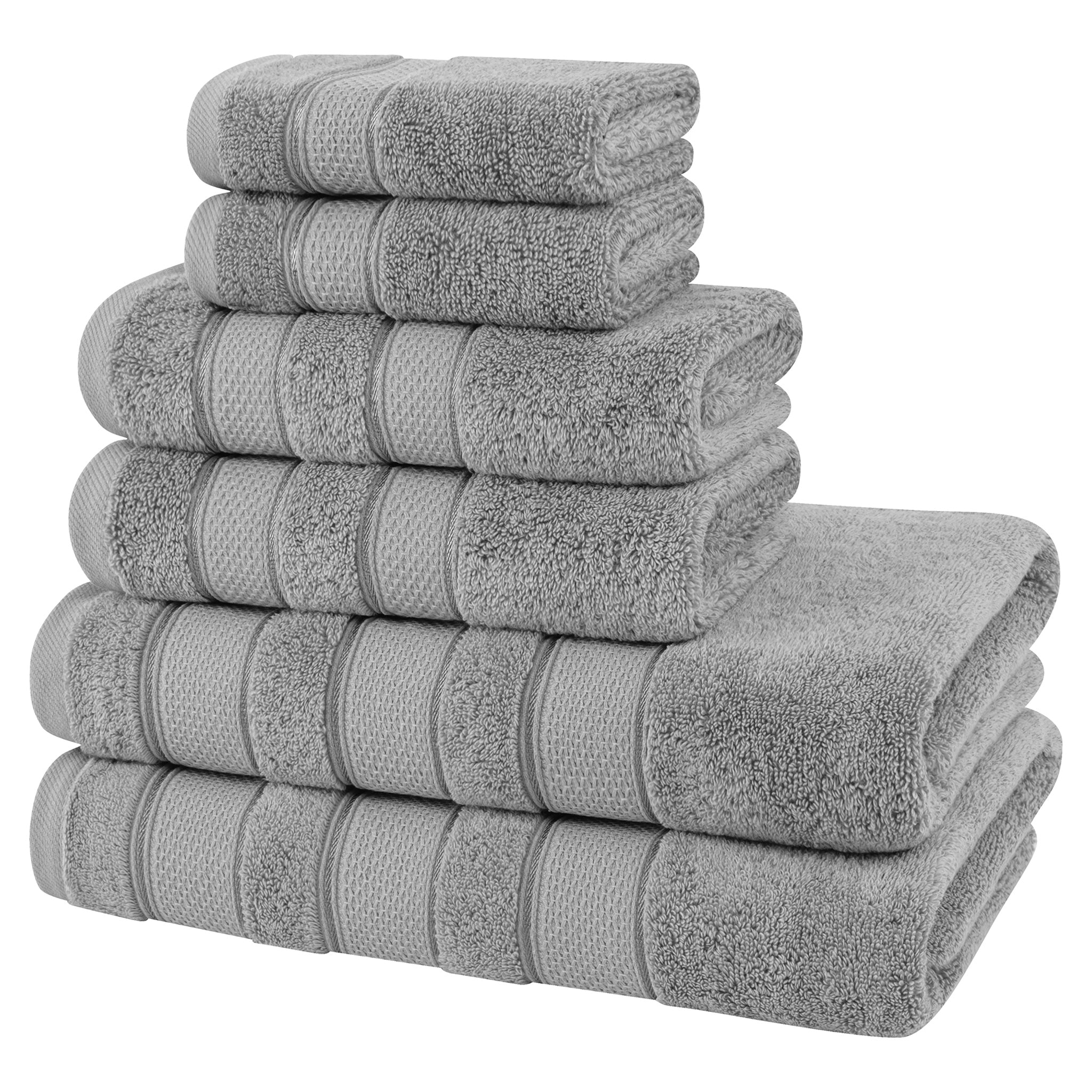American Soft Linen Salem Collection 6 Piece 100% Cotton Luxury Bath Towel Set Rockridge Gray-5