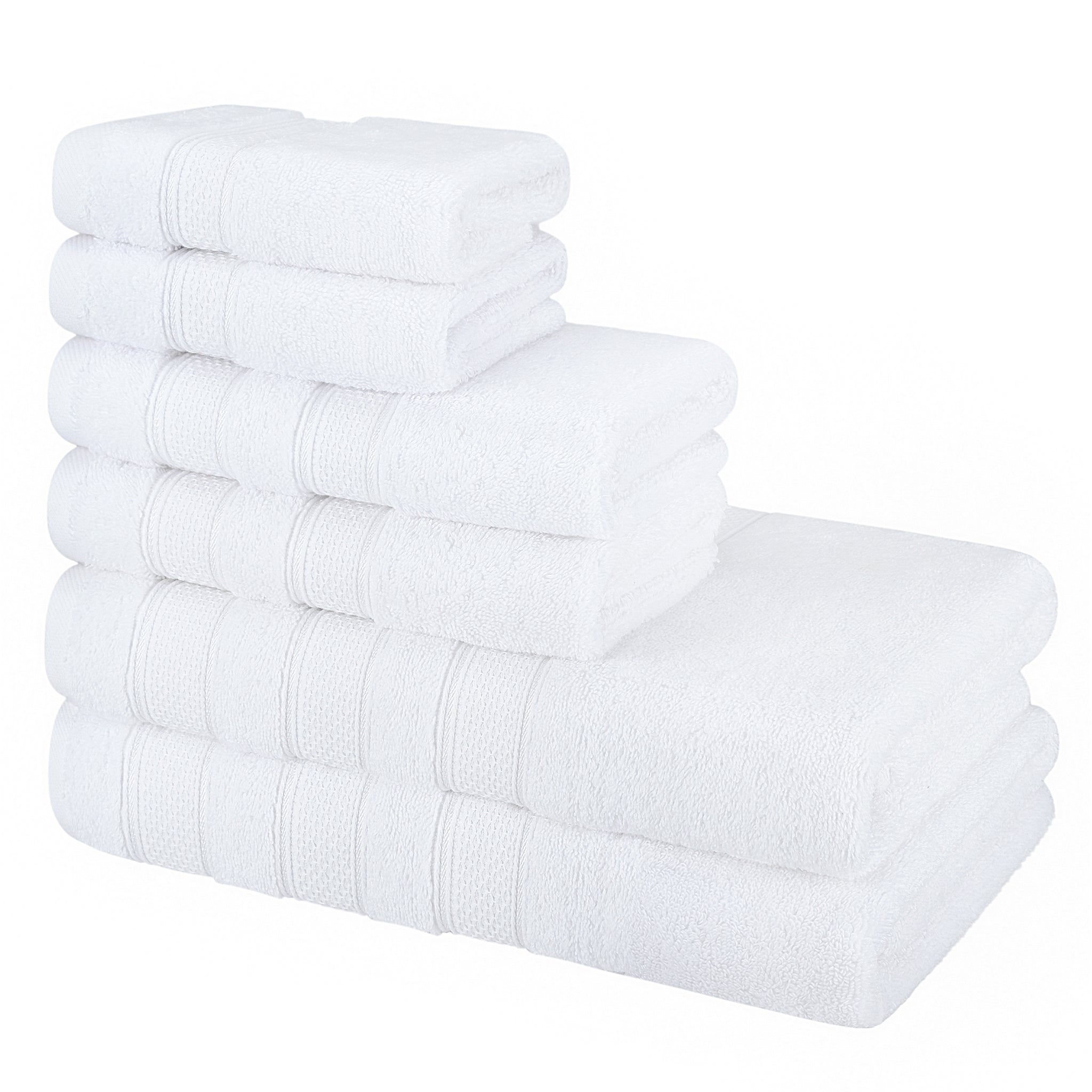 American Soft Linen Salem Collection 6 Piece 100% Cotton Luxury Bath Towel Set White-5