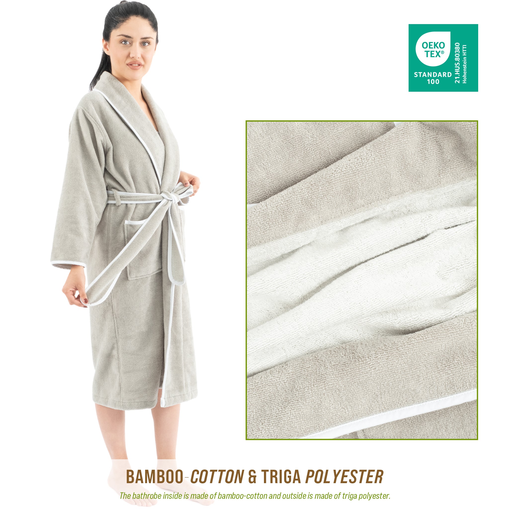 American Soft Linen Triga - Bamboo Robes for Women and Men, Unisex Plush Spa Lounging Bathrobe, 1 Piece Cozy Robe for Couples After Shower