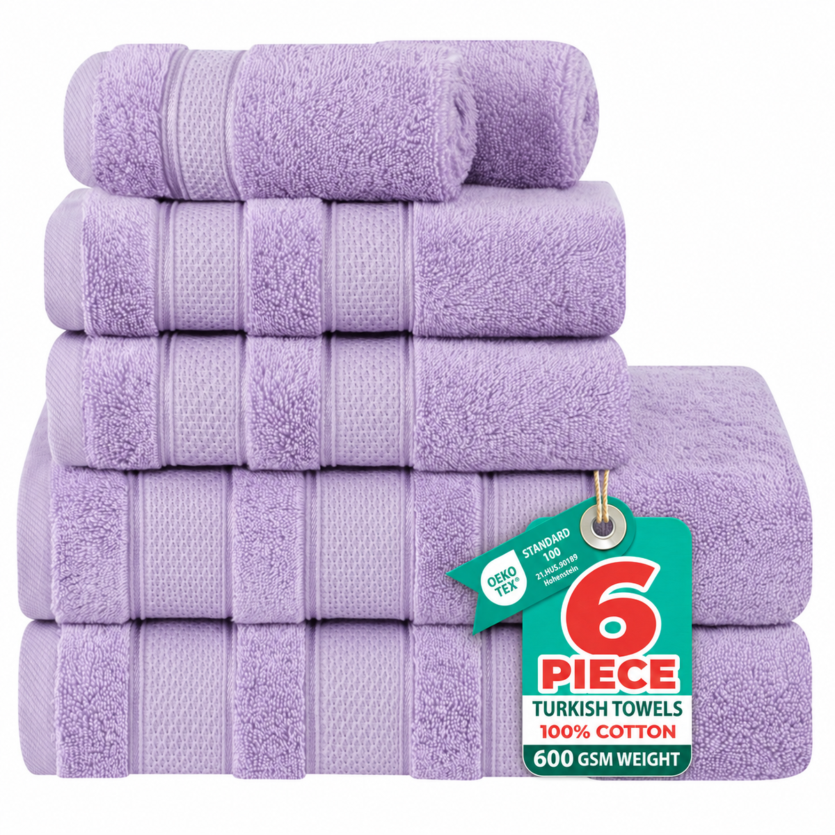 Salem 6 Piece 100% Cotton Luxury Turkish Bath Towel Set
