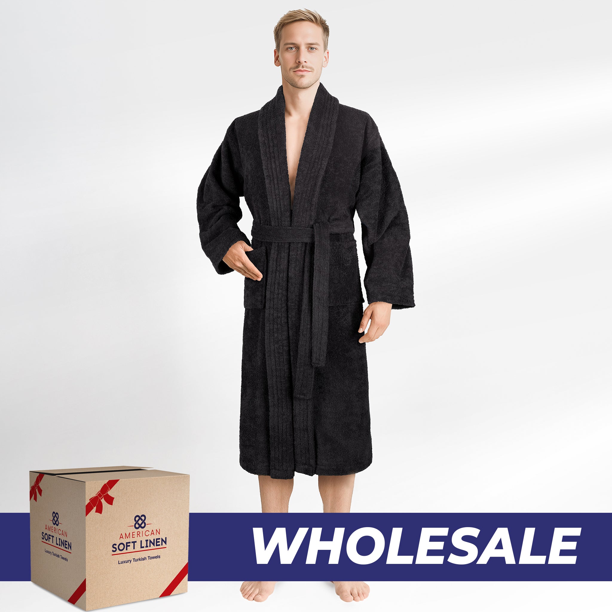 American Soft Linen Luxury Men’s Robe – 100% Cotton, Quick Dry, Turkish Bathrobe for Wholesale