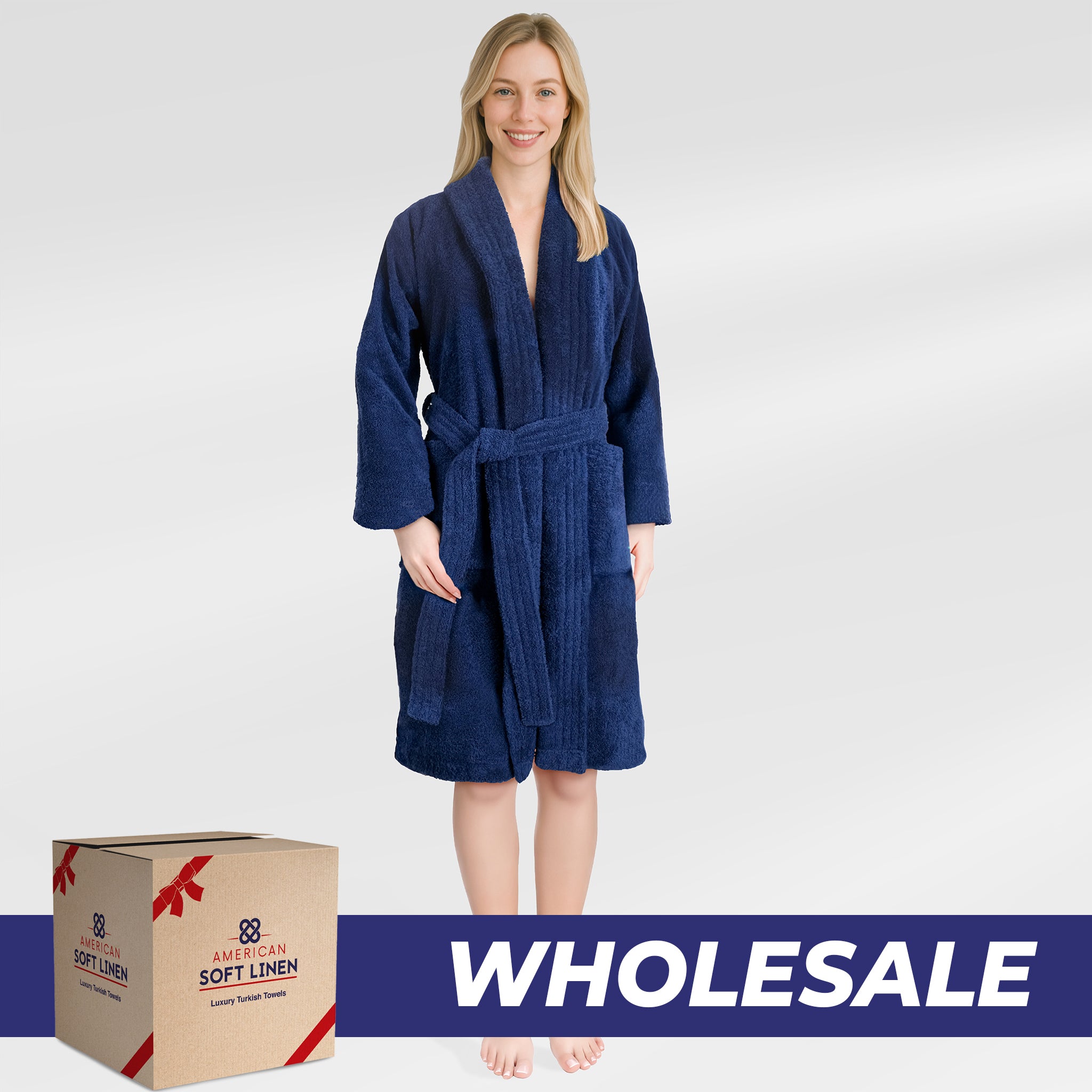 American Soft Linen Luxury Women’s Robe – 100% Cotton, Quick Dry, Turkish Bathrobe for Wholesale