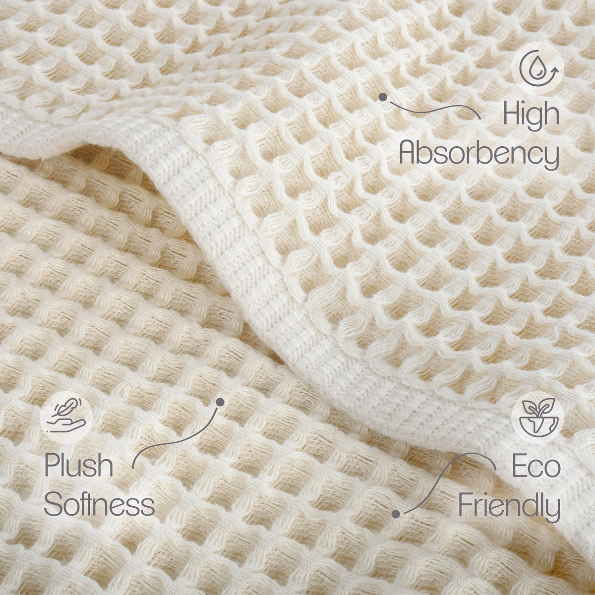 American Soft Linen 100% Cotton Waffle Bath Towels 2 Pack - Beige 6