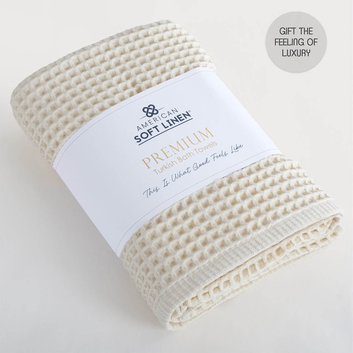 American Soft Linen 100% Cotton Waffle Bath Towels 2 Pack - Beige 8