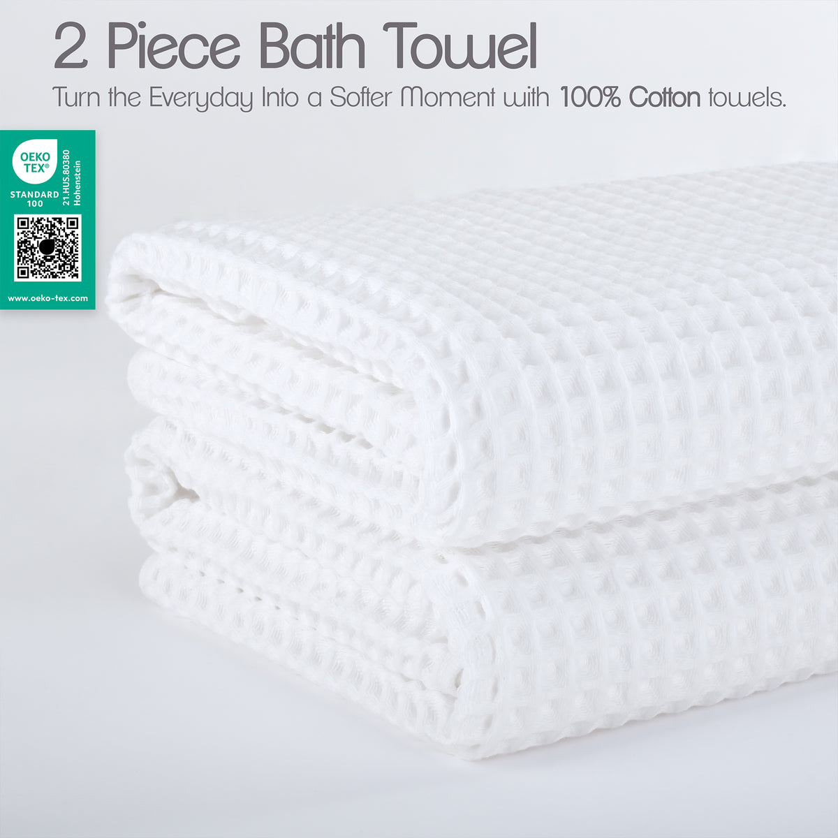 American Soft Linen 100% Cotton Waffle Bath Towels 2 Pack - White 3