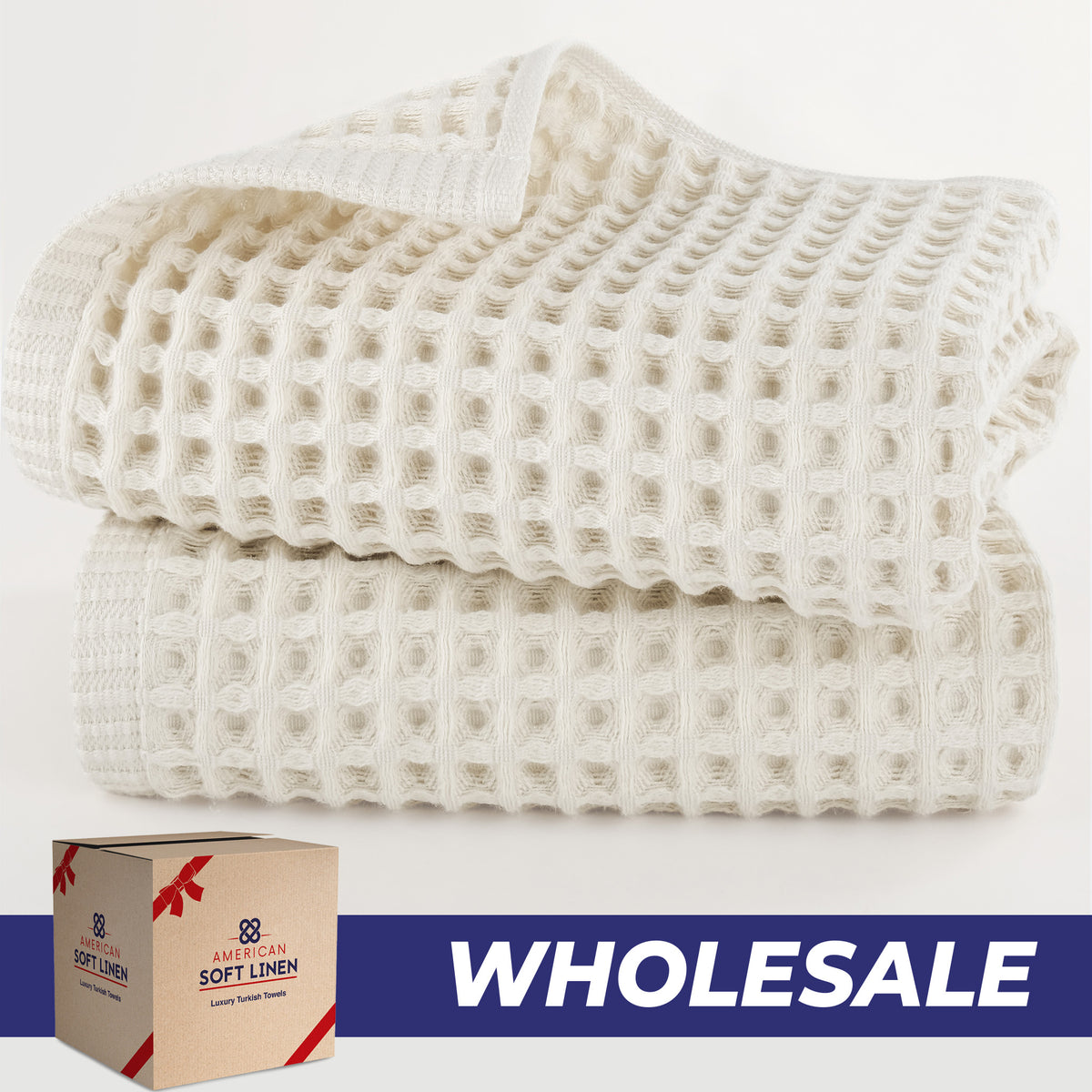 American Soft Linen 100% Cotton Waffle Hand Towels Set 2 pack Wholesale – 60 Case Beige 1