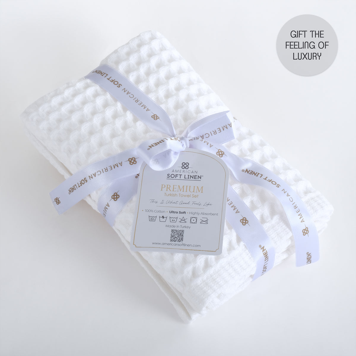 American Soft Linen 100% Cotton Waffle Hand Towels Set 2 pack Wholesale – 60 Case White 9