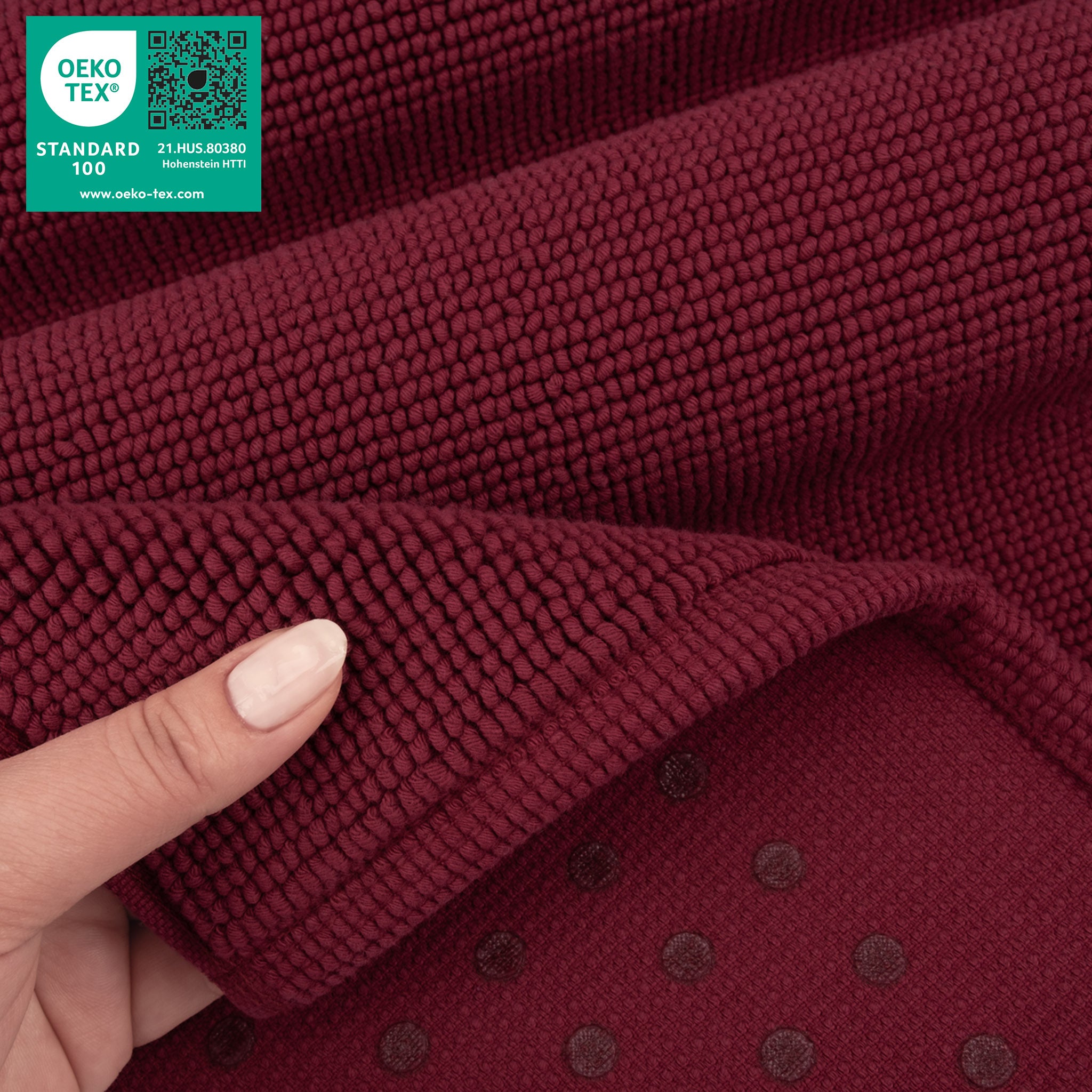 American Soft Linen 100% Cotton Non-Slip 17x24 Inch Bath Rug Wholesale bordeaux-red-5