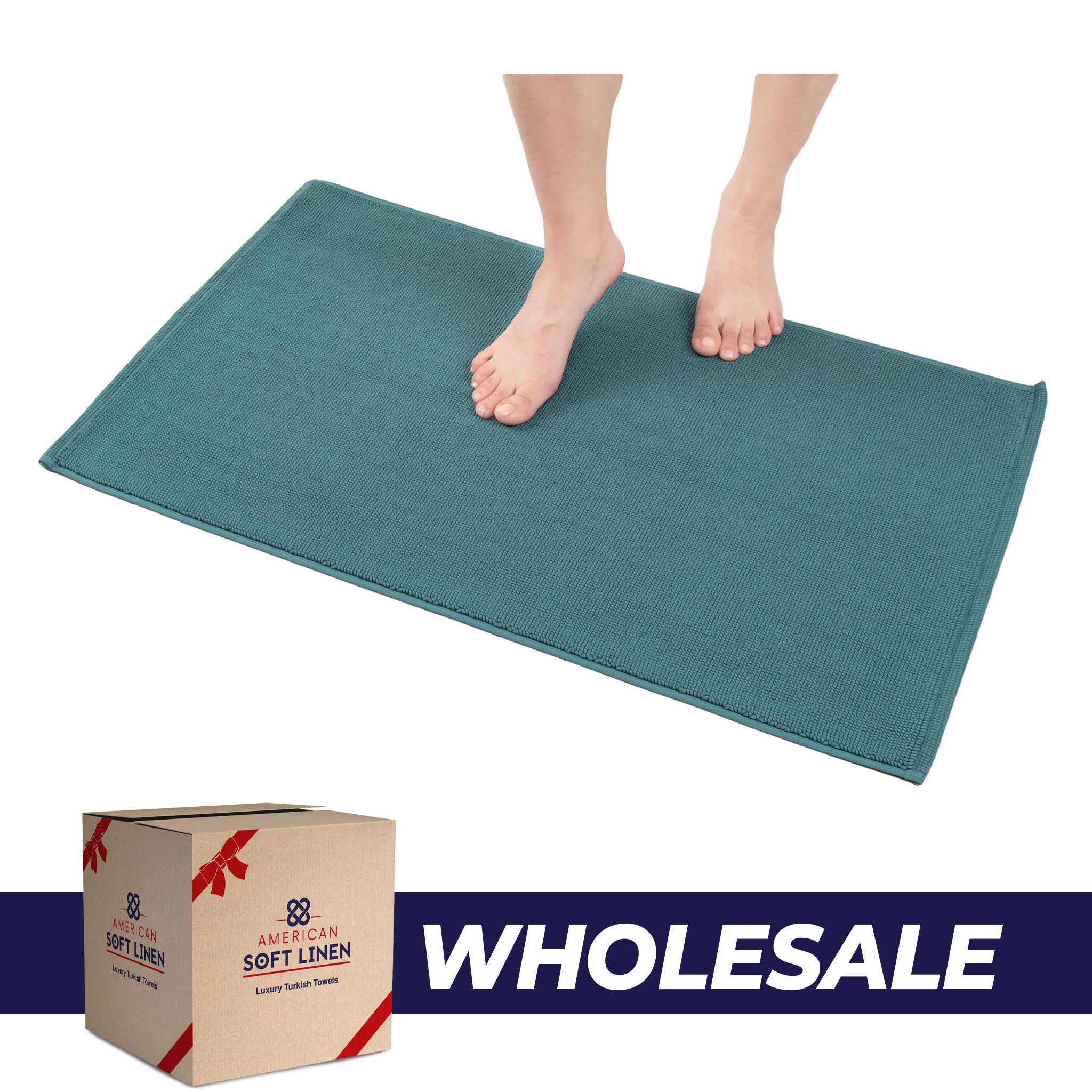 American Soft Linen 100% Cotton Non-Slip 17x24 Inch Bath Rug Wholesale colonial-blue-0
