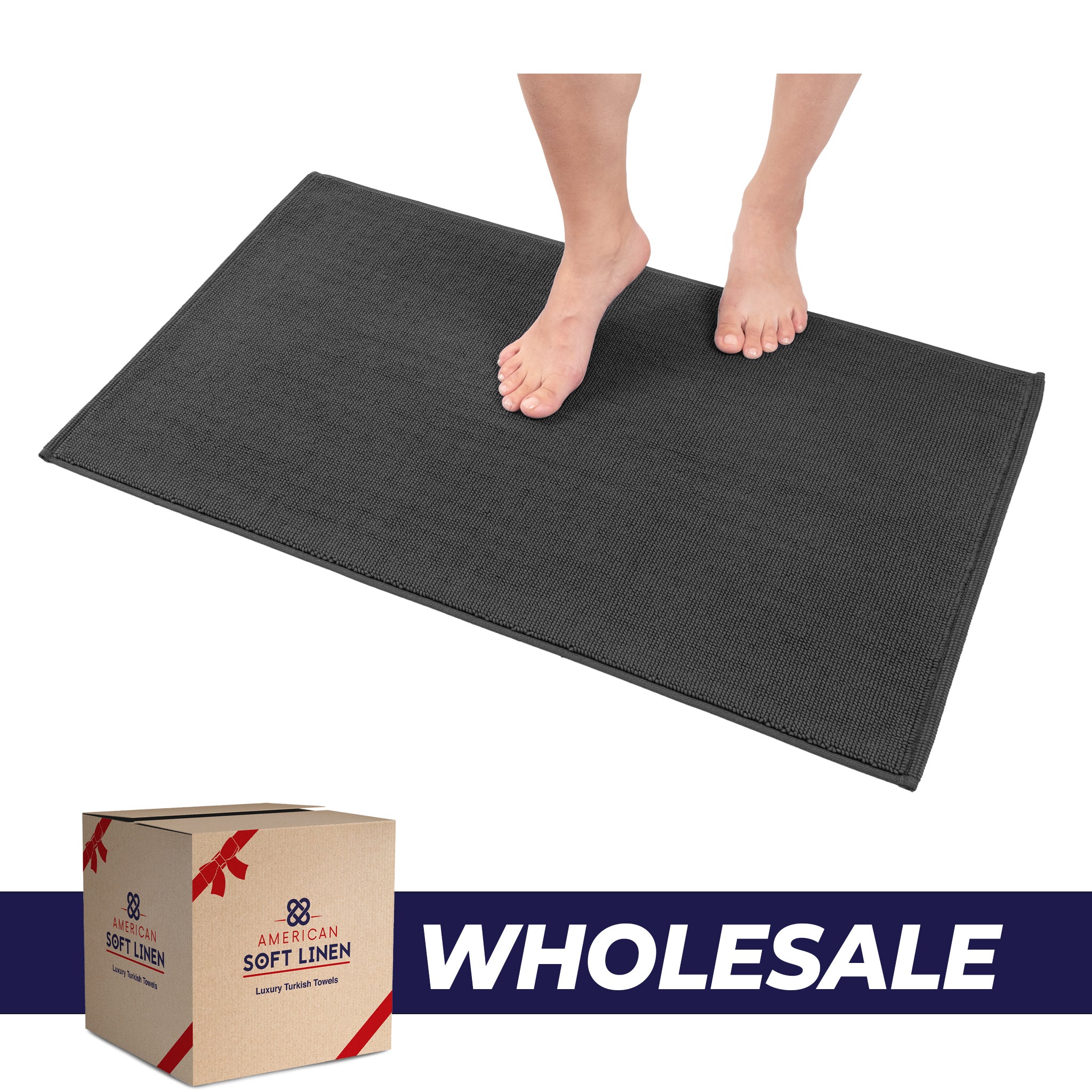 American Soft Linen 100% Cotton Non-Slip 17x24 Inch Bath Rug Wholesale gray-0