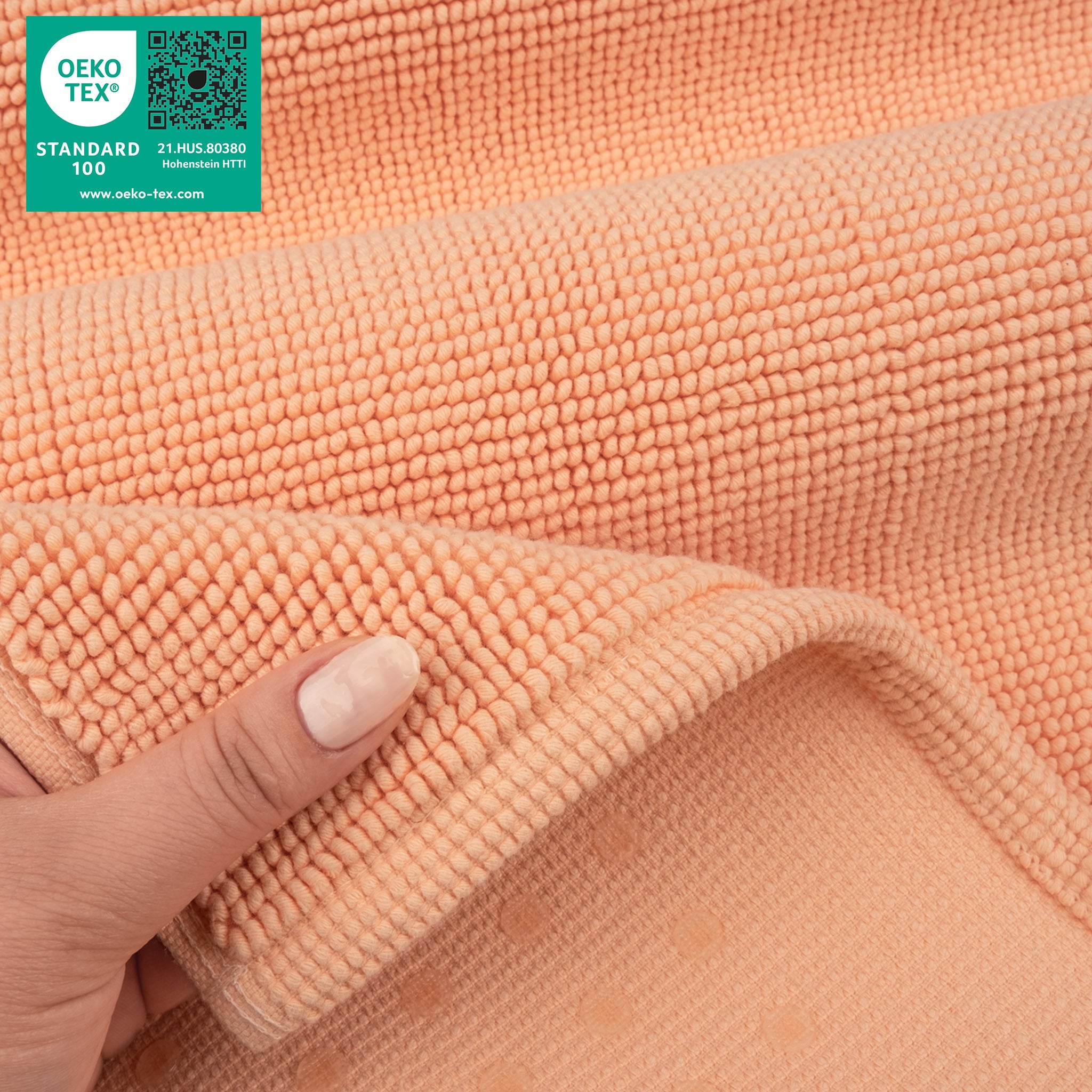 American Soft Linen 100% Cotton Non-Slip 17x24 Inch Bath Rug Wholesale malibu-peach-5