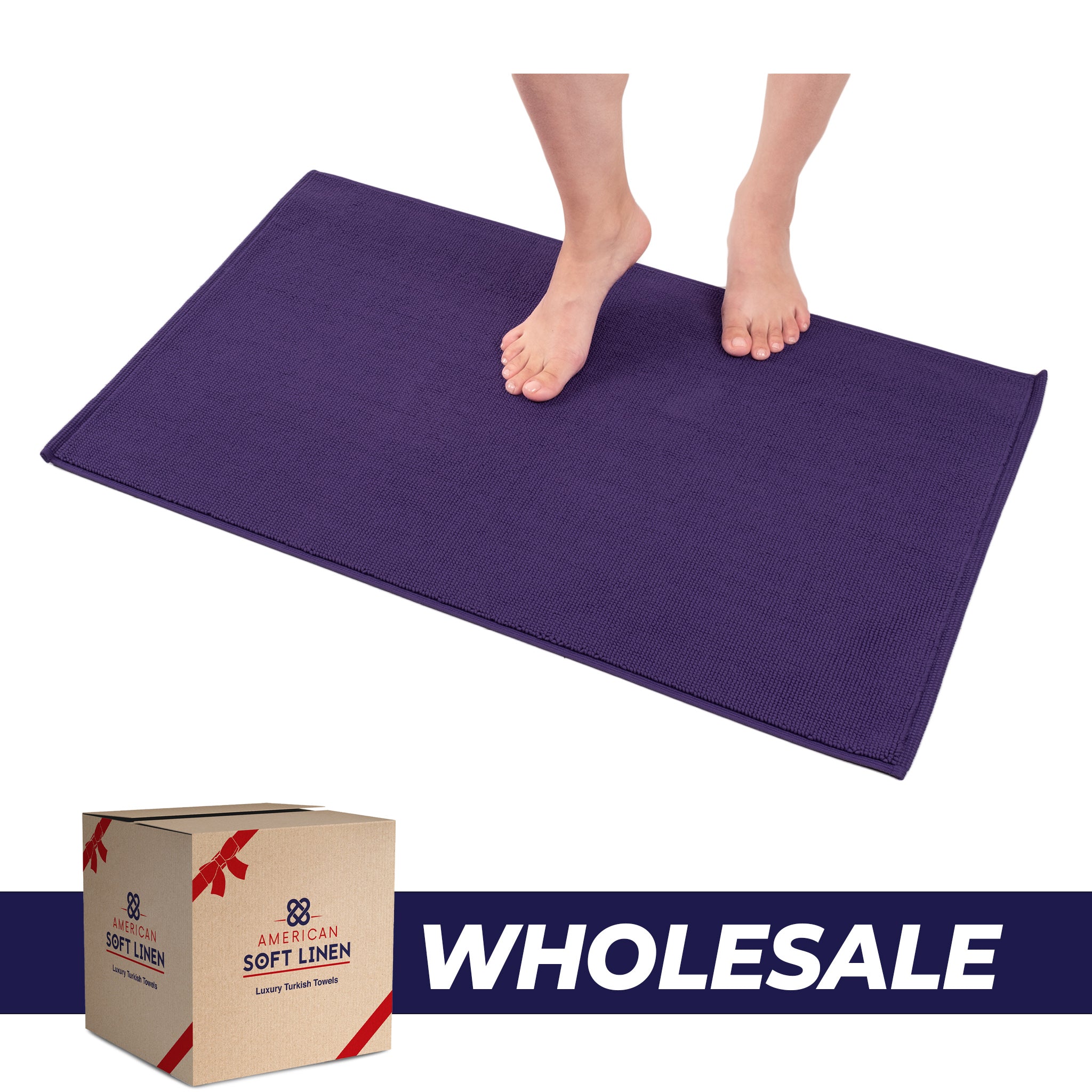 American Soft Linen 100% Cotton Non-Slip 17x24 Inch Bath Rug Wholesale purple-0