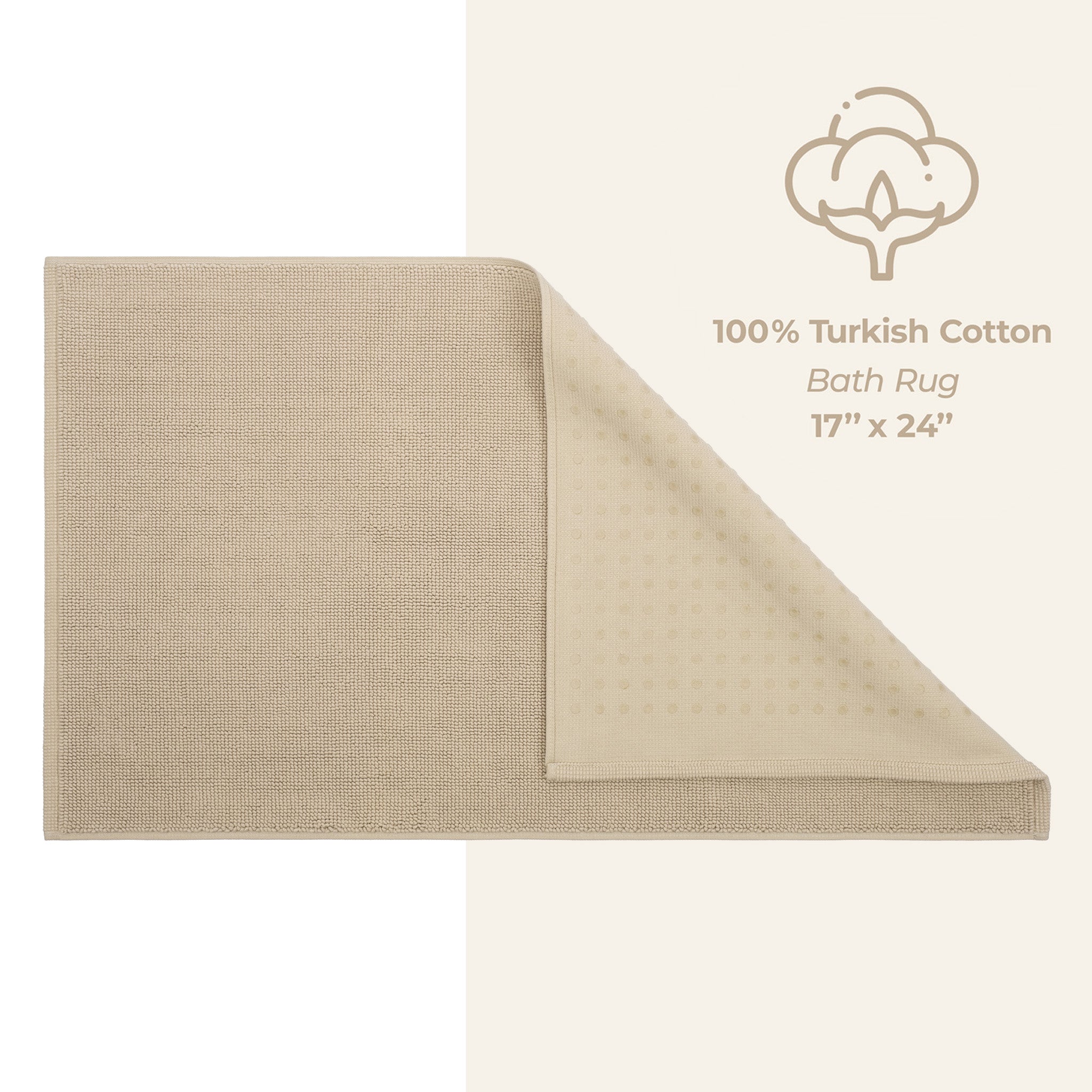 American Soft Linen 100% Cotton Non-Slip 17x24 Inch Bath Rug Wholesale sand-taupe-4