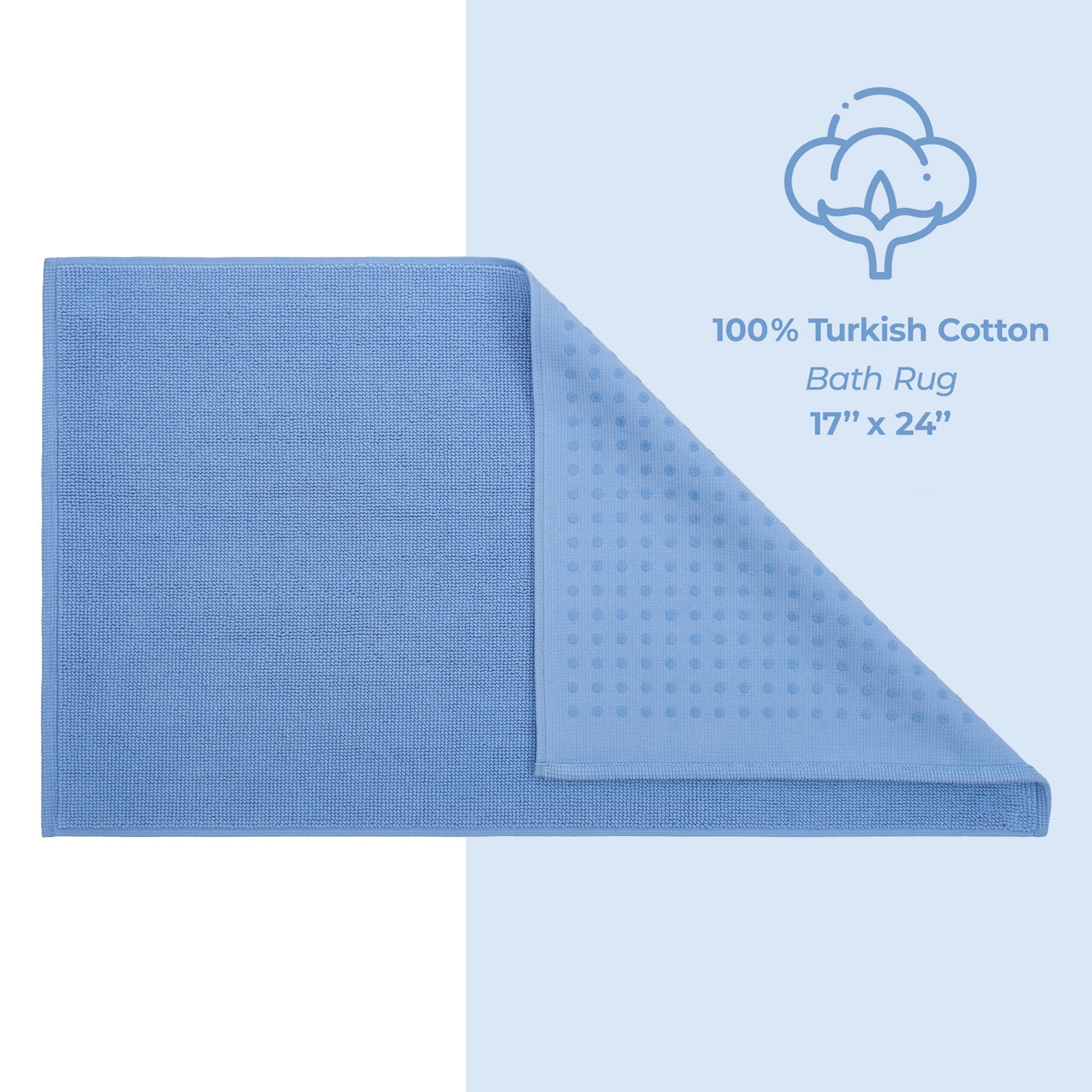 American Soft Linen 100% Cotton Non-Slip 17x24 Inch Bath Rug Wholesale sky-blue-4