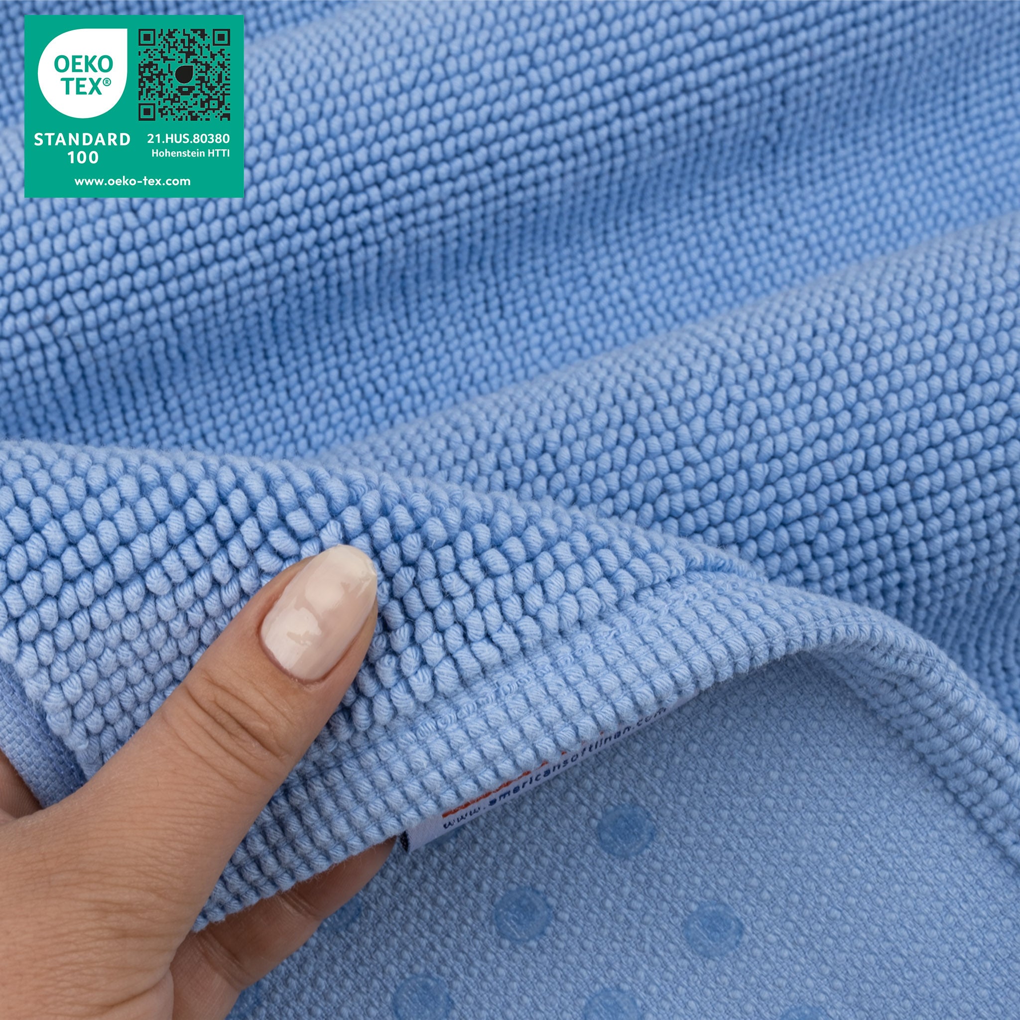 American Soft Linen 100% Cotton Non-Slip 17x24 Inch Bath Rug Wholesale sky-blue-5