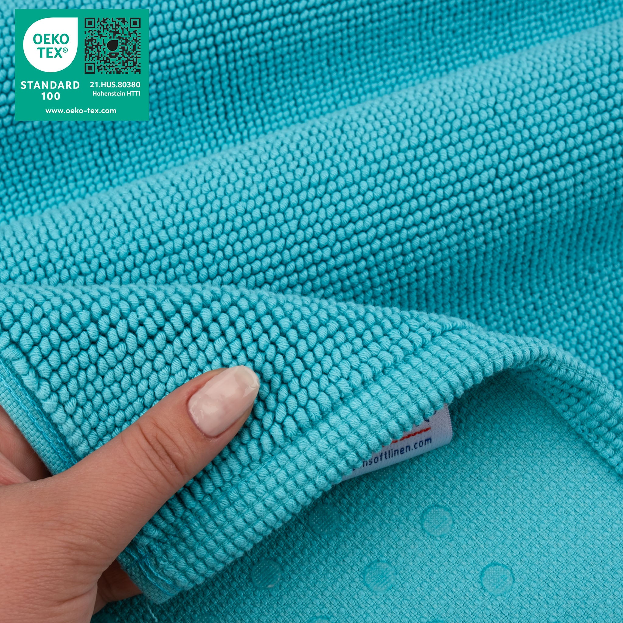 American Soft Linen 100% Cotton Non-Slip 17x24 Inch Bath Rug Wholesale turquoise-blue-5