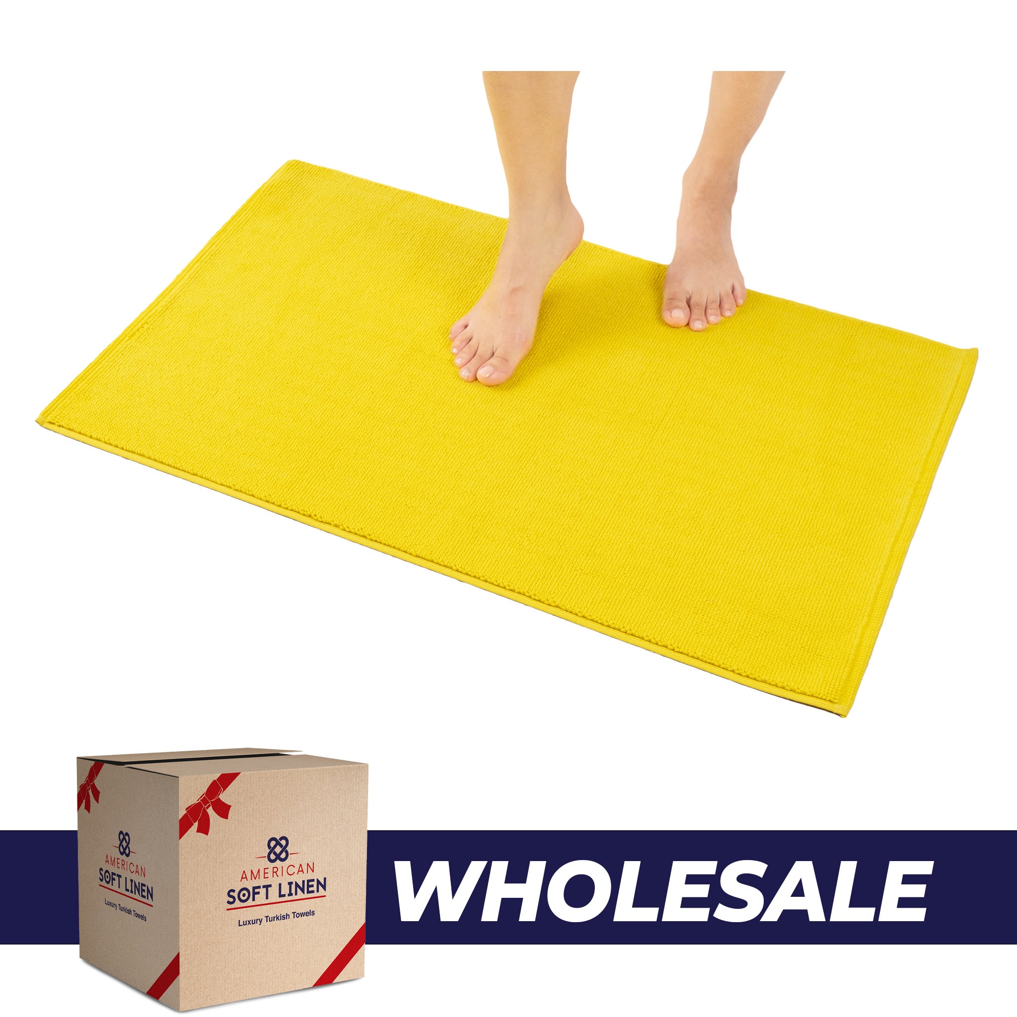 American Soft Linen 100% Cotton Non-Slip 17x24 Inch Bath Rug Wholesale yellow-0