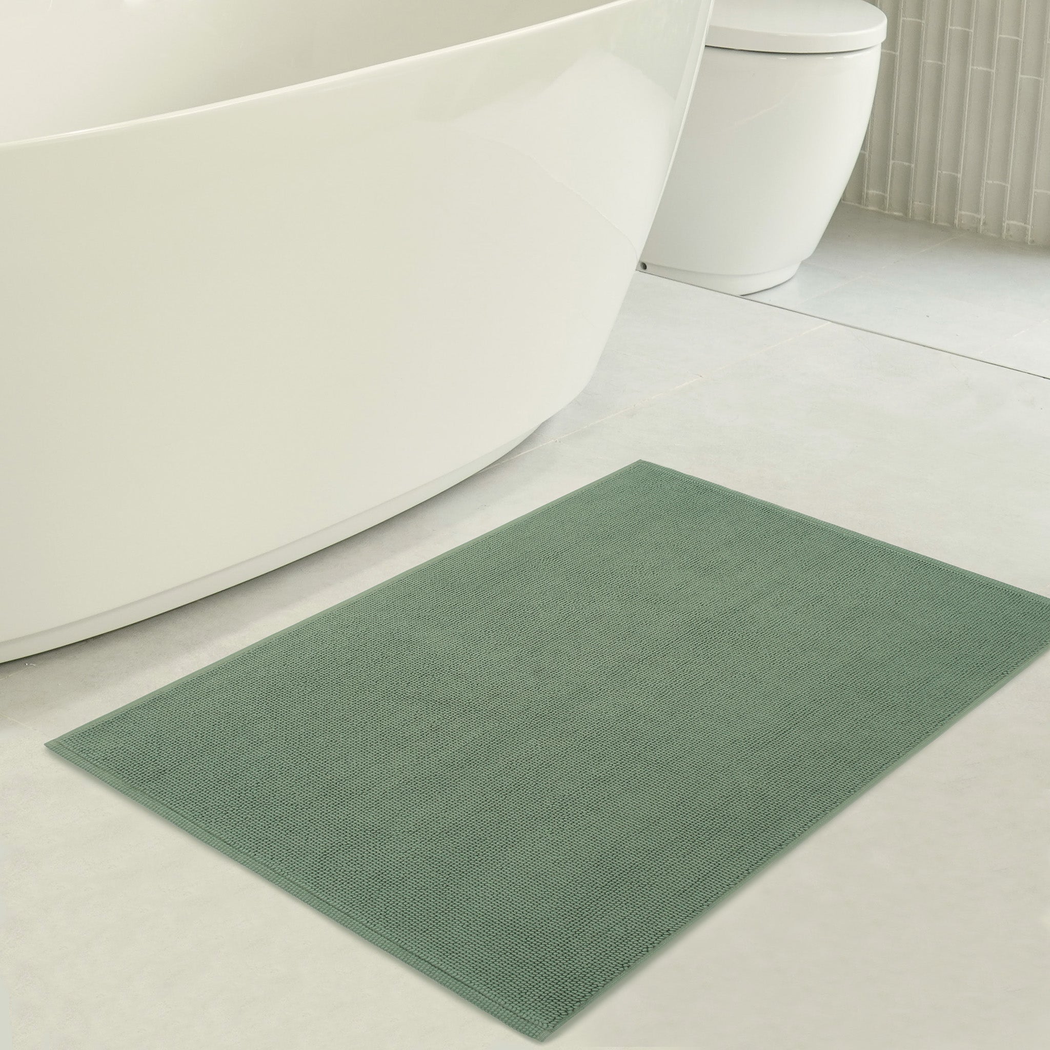 American Soft Linen 100% Cotton Non-Slip 17x24 Inch Bath Rug sage-green-3