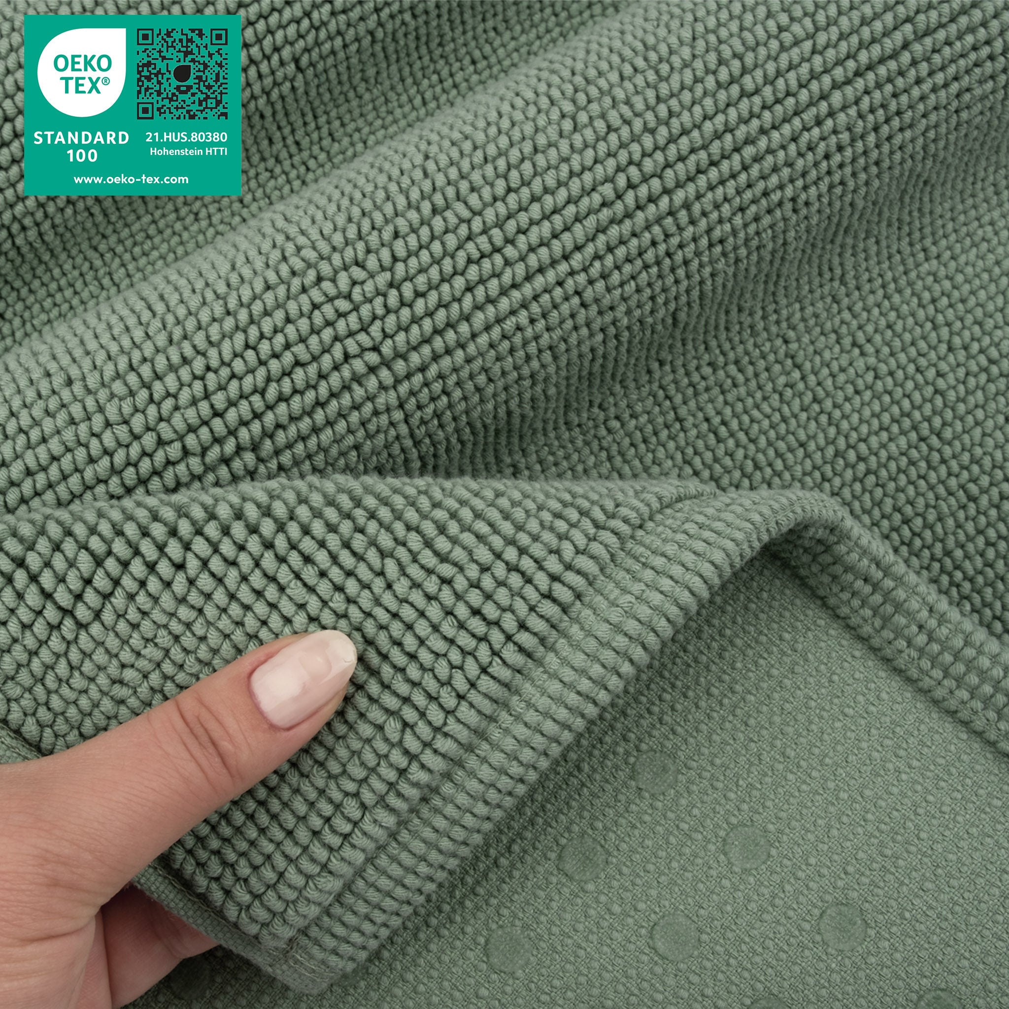 American Soft Linen 100% Cotton Non-Slip 17x24 Inch Bath Rug sage-green-5