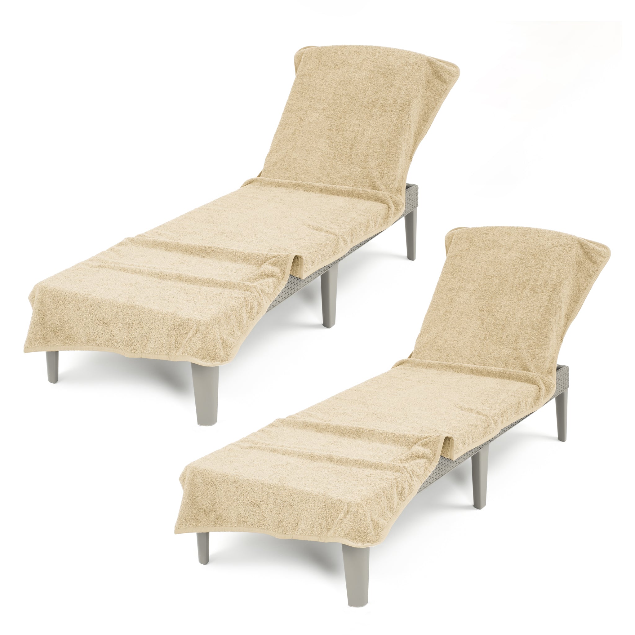 American Soft Linen 2 Pack Chaise Lounge Covers with Pocket, 86" x 32" Oversized Beach and Pool Lounge Chair Towels