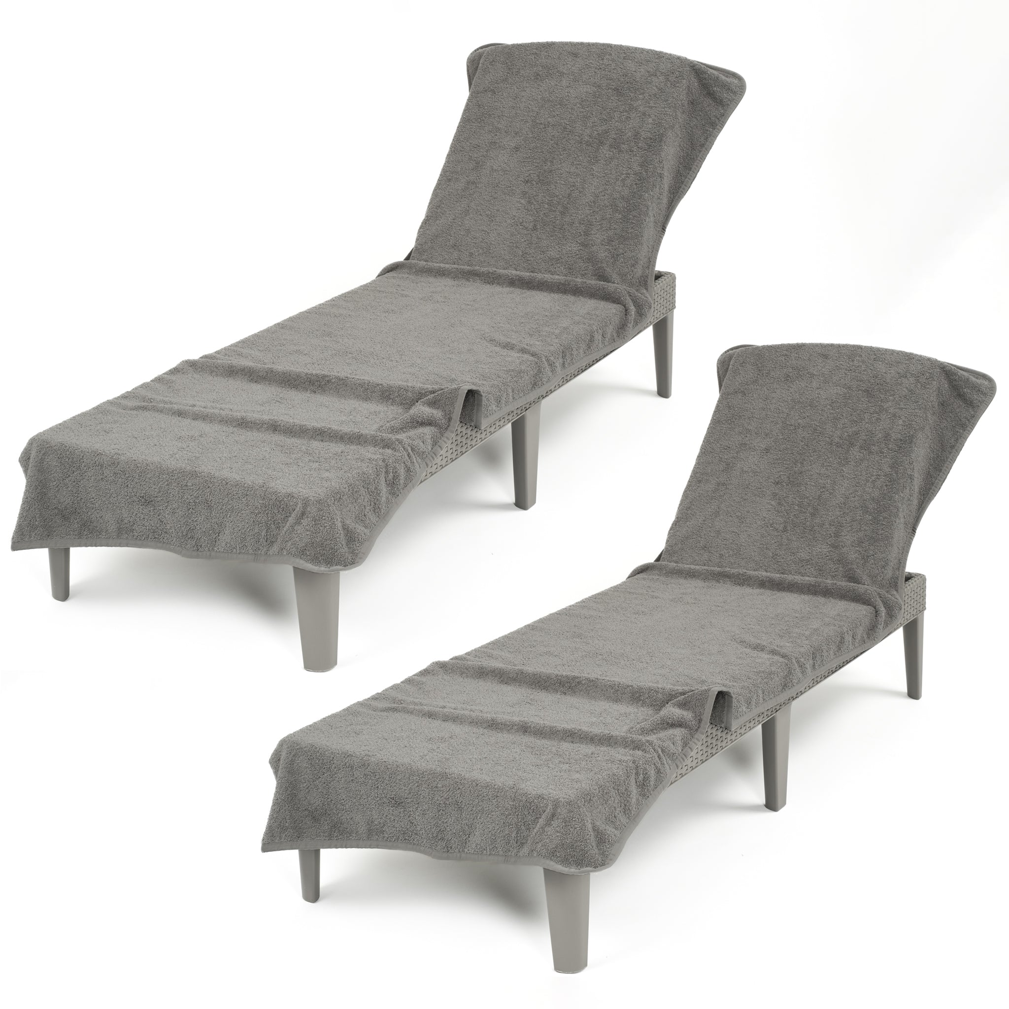 American Soft Linen 2 Pack Chaise Lounge Covers with Pocket, 86" x 32" Oversized Beach and Pool Lounge Chair Towels
