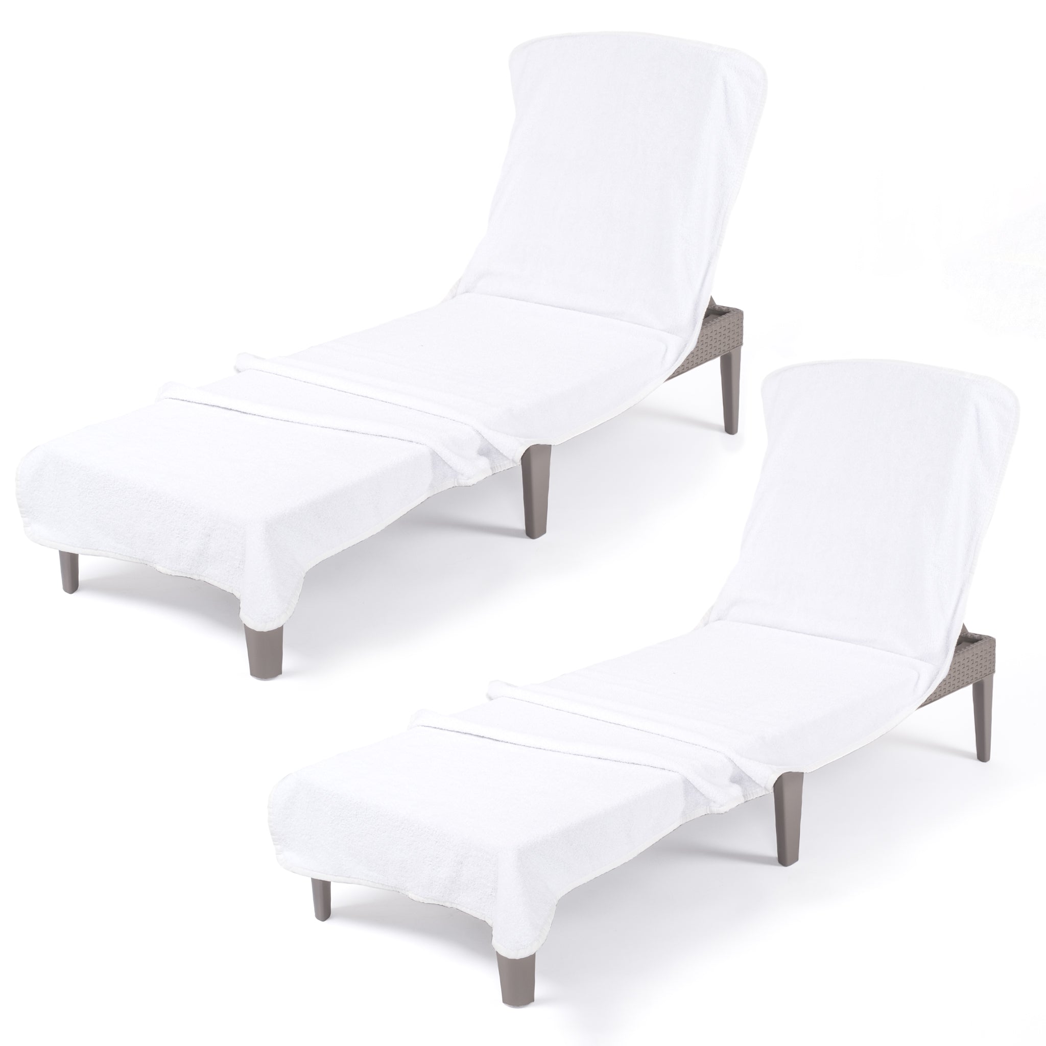 American Soft Linen 2 Pack Chaise Lounge Covers with Pocket, 86" x 32" Oversized Beach and Pool Lounge Chair Towels
