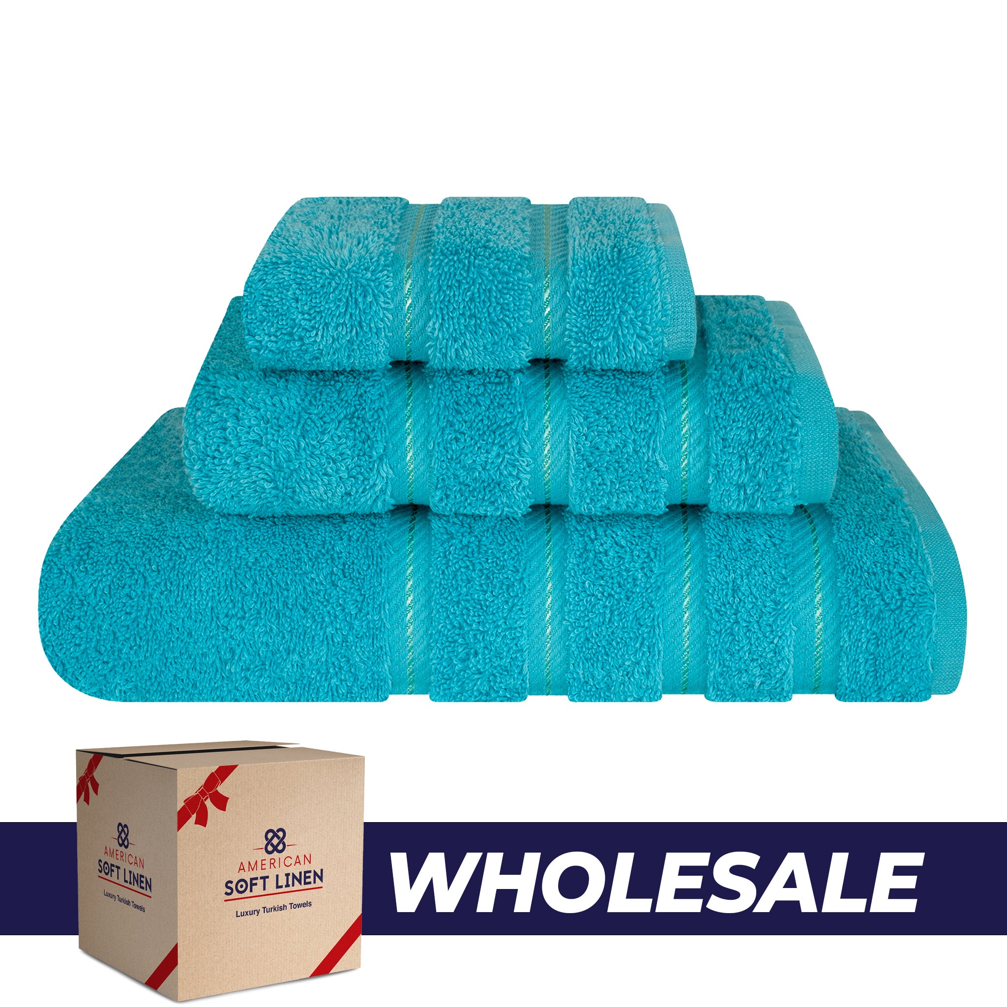 American Soft Linen 3 Piece Luxury Hotel Towel Set 20 set case pack aqua-0